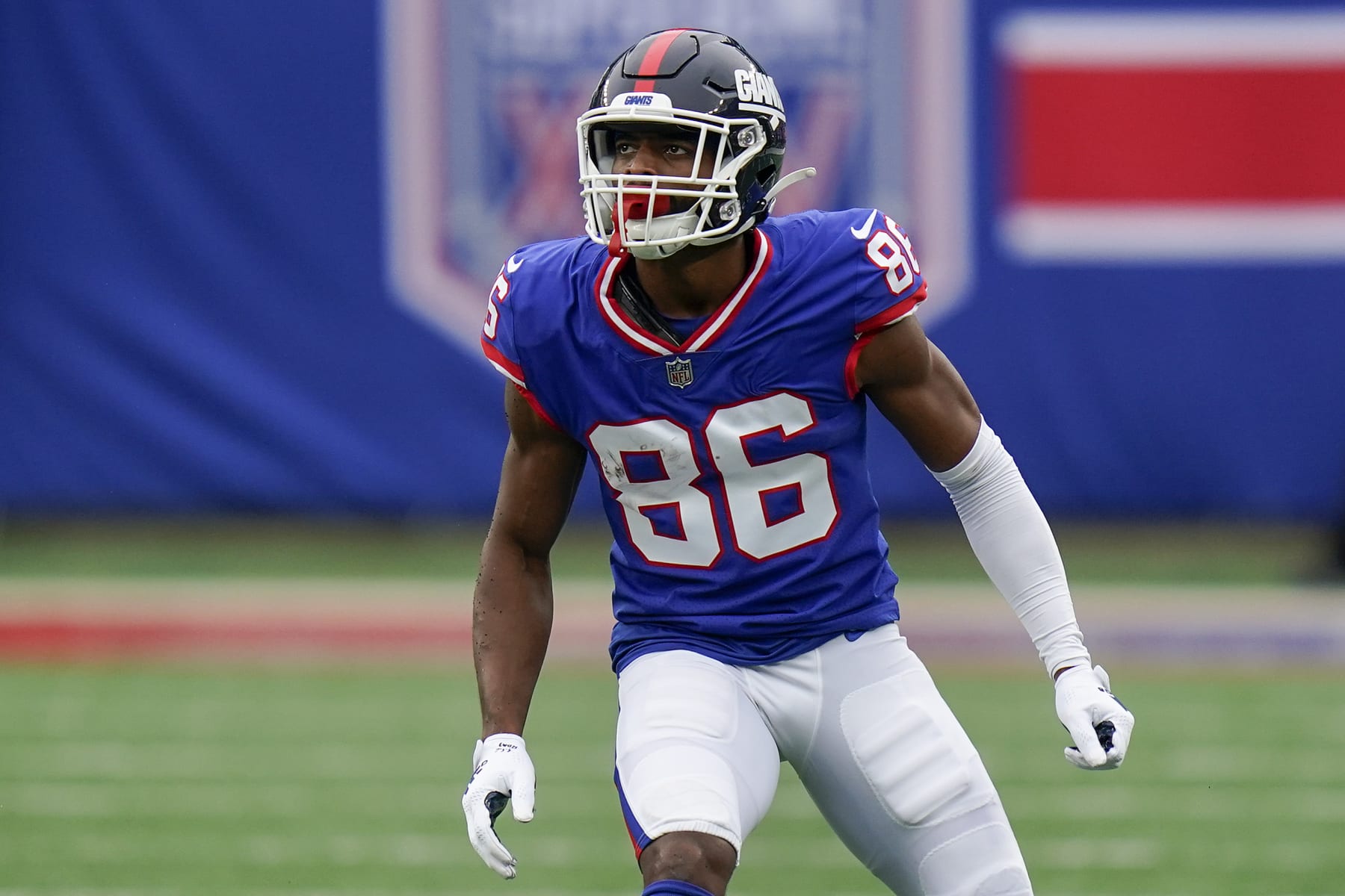 New York Giants wide receiver Darius Slayton (86) during the fourth quarter of an NFL football game against the Chicago Bears, Sunday, Oct. 2, 2022, in East Rutherford, N.J. (AP Photo/Seth Wenig)