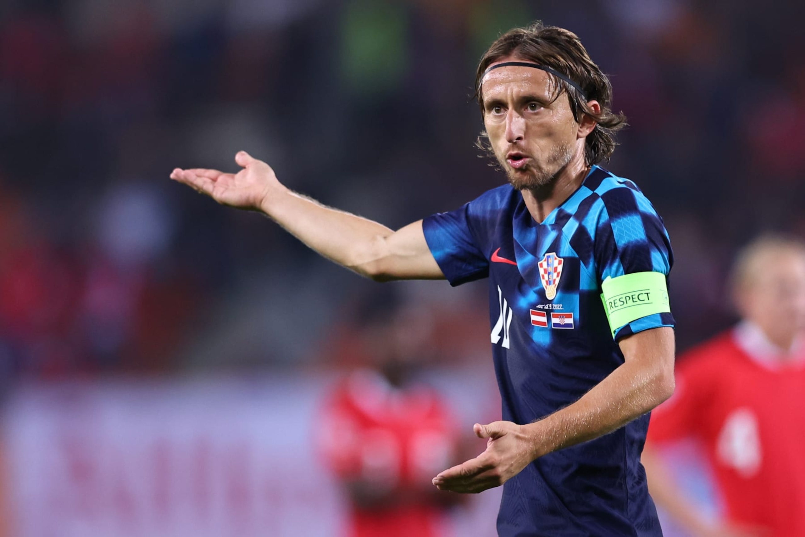 VIENNA, AUSTRIA - SEPTEMBER 25: Luka Modric of Croatia during the UEFA Nations League League A Group 1 match between Austria and Croatia at Ernst Happel Stadion on September 25, 2022 in Vienna, Austria. (Photo by Robbie Jay Barratt - AMA/Getty Images) VIENNA, AUSTRIA - SEPTEMBER 25: Luka Modric of Croatia during the UEFA Nations League League A Group 1 match between Austria and Croatia at Ernst Happel Stadion on September 25, 2022 in Vienna, Austria. (Photo by Robbie Jay Barratt - AMA/Getty Images)