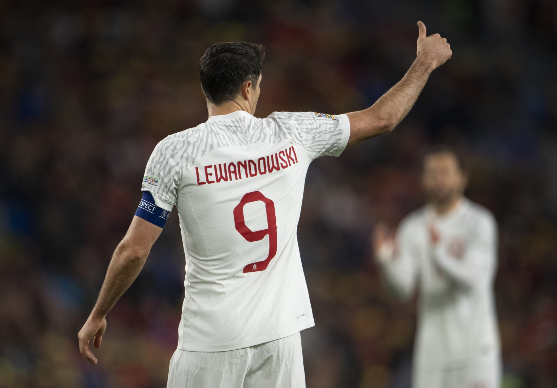 CARDIFF, WALES - SEPTEMBER 25: Robert Lewandowski of Poland during the UEFA Nations League League A Group 4 match between Wales and Poland at Cardiff City Stadium on September 25, 2022 in Cardiff, Wales. (Photo by Visionhaus/Getty Images)