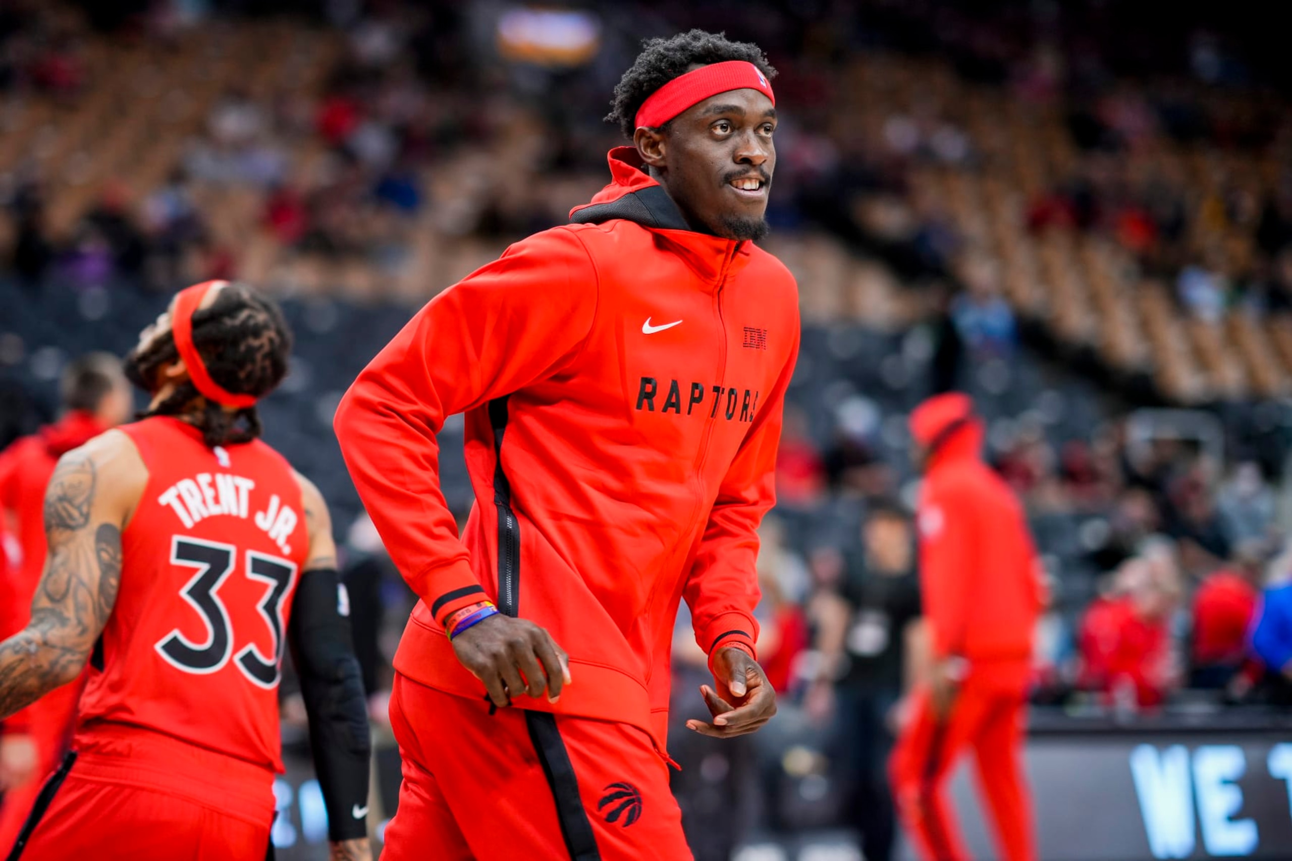 TORONTO, CANADA - OCTOBER 28: Pascal Siakam #43 of the Toronto Raptors warms up before the game against the Philadelphia 76ers on October 28, 2022 at the Scotiabank Arena in Toronto, Ontario, Canada. NOTE TO USER: User expressly acknowledges and agrees that, by downloading and or using this Photograph, user is consenting to the terms and conditions of the Getty Images License Agreement. Mandatory Copyright Notice: Copyright 2022 NBAE (Photo by Mark Blinch/NBAE via Getty Images) TORONTO, CANADA - OCTOBER 28: Pascal Siakam #43 of the Toronto Raptors warms up before the game against the Philadelphia 76ers on October 28, 2022 at the Scotiabank Arena in Toronto, Ontario, Canada. NOTE TO USER: User expressly acknowledges and agrees that, by downloading and or using this Photograph, user is consenting to the terms and conditions of the Getty Images License Agreement. Mandatory Copyright Notice: Copyright 2022 NBAE (Photo by Mark Blinch/NBAE via Getty Images)