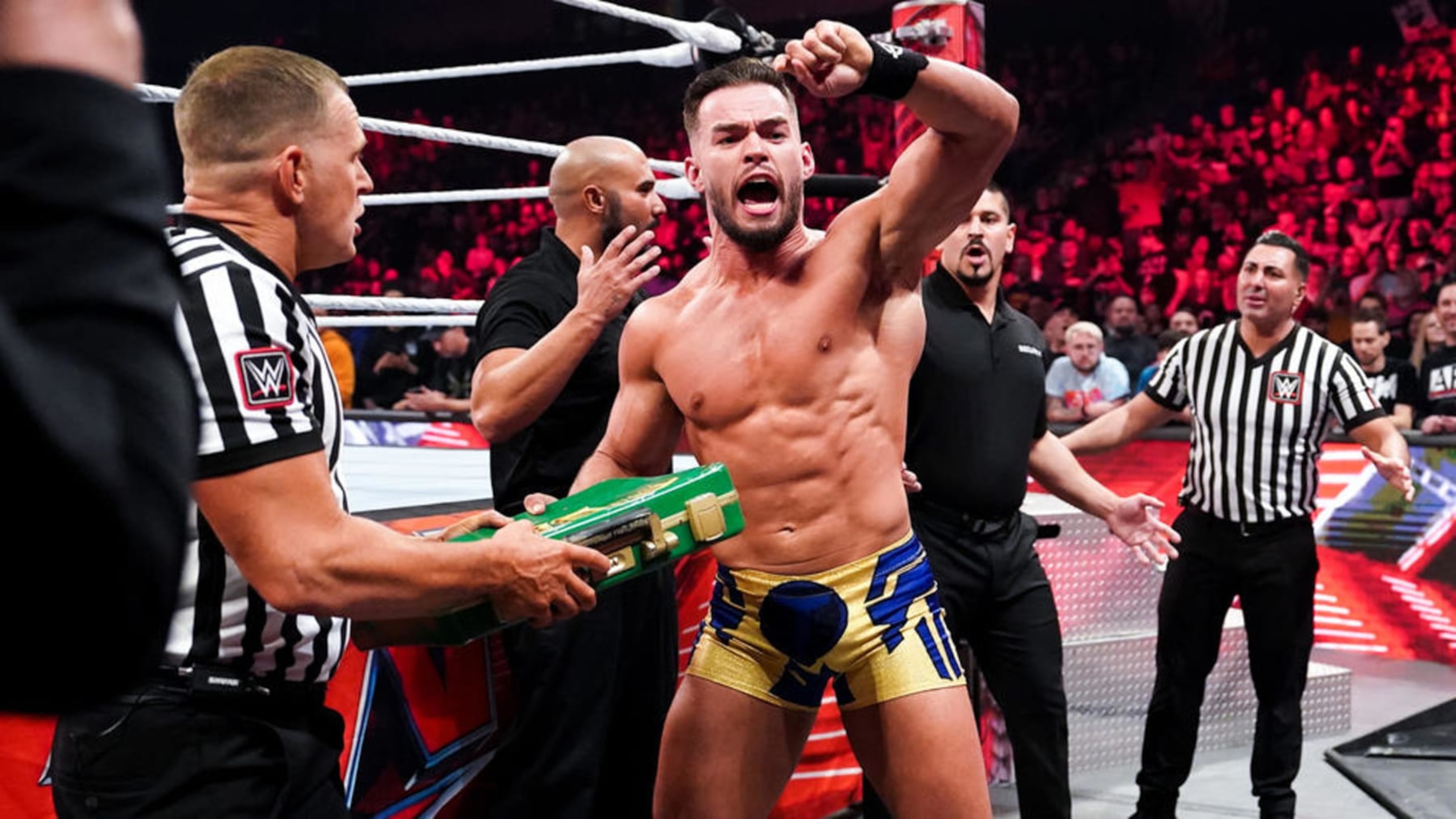 Austin Theory went from Mr. Money in the Bank to bankrupt in a few short minutes on Monday night. Austin Theory went from Mr. Money in the Bank to bankrupt in a few short minutes on Monday night.