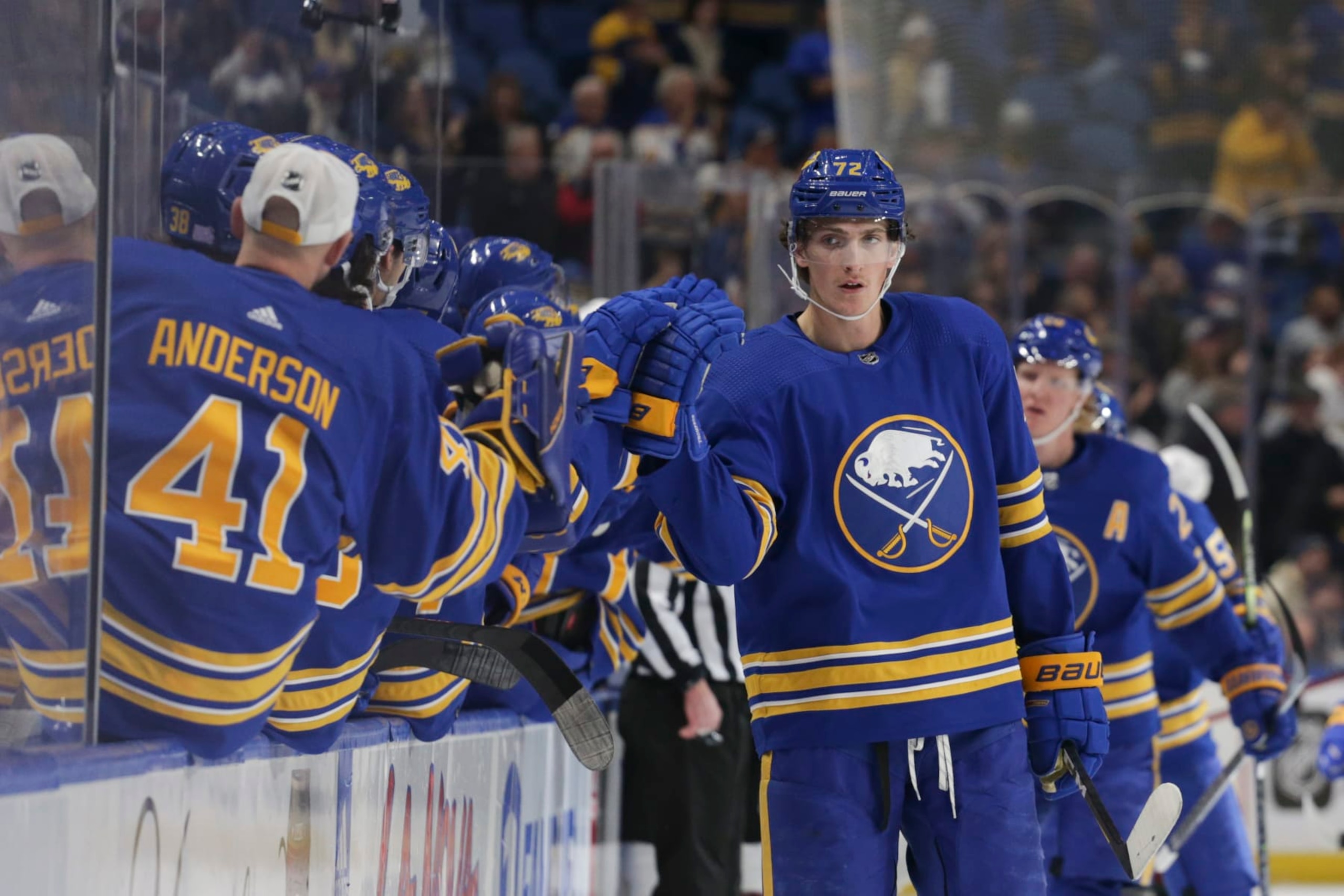 Tage Thompson's goal against Arizona gave Buffalo at least one power-play tally in seven straight games. Tage Thompson's goal against Arizona gave Buffalo at least one power-play tally in seven straight games.