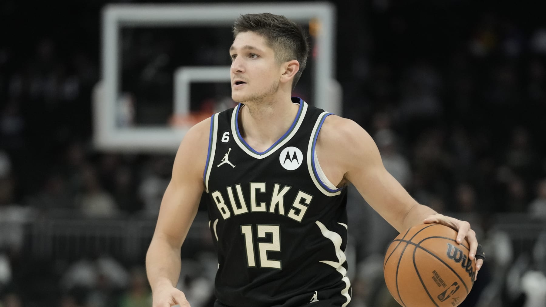 Milwaukee Bucks' Grayson Allen during the second half of an NBA basketball game against the Detroit Pistons Monday, Oct. 31, 2022, in Milwaukee. The Bucks won 110-108. (AP Photo/Morry Gash)