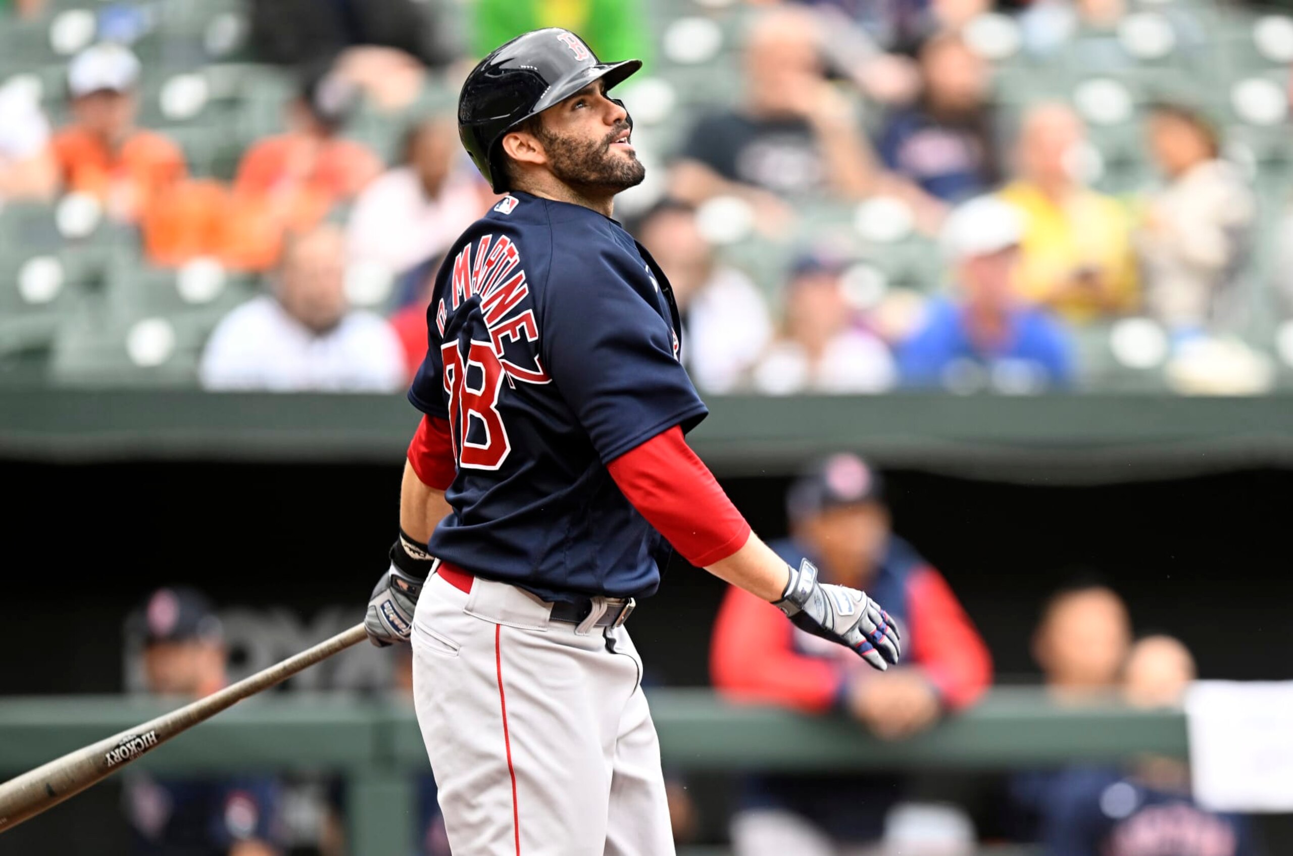 BALTIMORE, MARYLAND - SEPTEMBER 11: J.D. Martinez #28 of the Boston Red Sox bats against the Baltimore Orioles at Oriole Park at Camden Yards on September 11, 2022 in Baltimore, Maryland. (Photo by G Fiume/Getty Images) BALTIMORE, MARYLAND - SEPTEMBER 11: J.D. Martinez #28 of the Boston Red Sox bats against the Baltimore Orioles at Oriole Park at Camden Yards on September 11, 2022 in Baltimore, Maryland. (Photo by G Fiume/Getty Images)