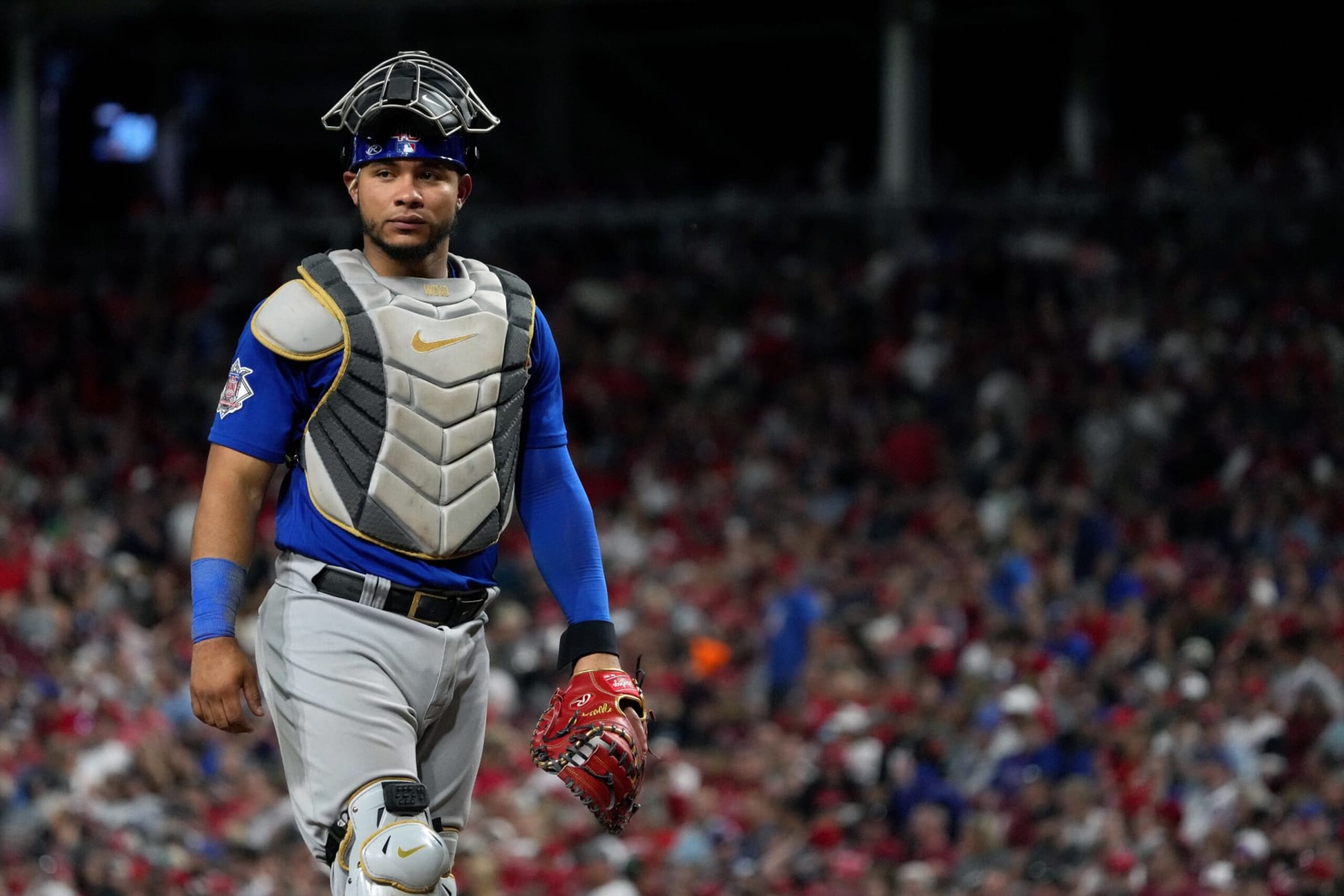 CINCINNATI, OHIO - AUGUST 13: Willson Contreras #40 of the Chicago Cubs looks on in the sixth inning against the Cincinnati Reds at Great American Ball Park on August 13, 2022 in Cincinnati, Ohio. (Photo by Dylan Buell/Getty Images) CINCINNATI, OHIO - AUGUST 13: Willson Contreras #40 of the Chicago Cubs looks on in the sixth inning against the Cincinnati Reds at Great American Ball Park on August 13, 2022 in Cincinnati, Ohio. (Photo by Dylan Buell/Getty Images)