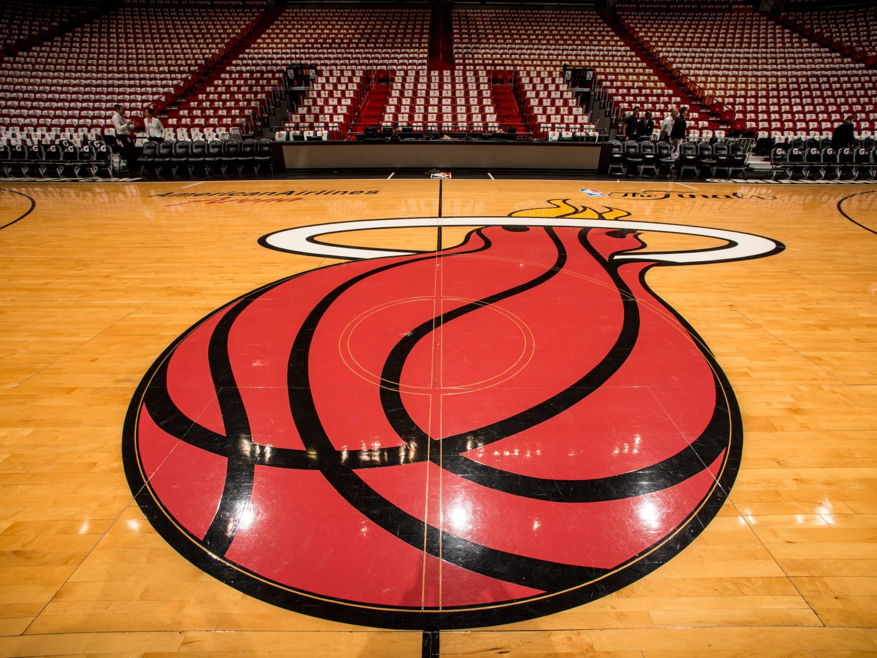 Basketball: NBA Finals: Closeup view of Miami Heat logo on court before game vs San Antonio Spurs at American Airlines Arena. Game 4.
Miami, FL 6/12/2014
CREDIT: John W. McDonough (Photo by John W. McDonough /Sports Illustrated via Getty Images)
(Set Number: X158314 TK1 )