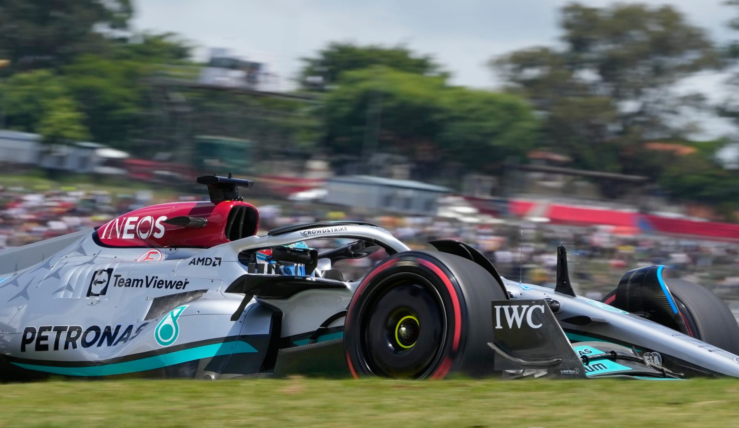 Mercedes driver George Russell, of Britain, steers his car during the second practice session at the Interlagos race track in Sao Paulo, Brazil, Saturday, Nov. 12, 2022. The Brazilian Formula One Grand Prix will take place on Sunday. (AP Photo/Andre Penner) Mercedes driver George Russell, of Britain, steers his car during the second practice session at the Interlagos race track in Sao Paulo, Brazil, Saturday, Nov. 12, 2022. The Brazilian Formula One Grand Prix will take place on Sunday. (AP Photo/Andre Penner)