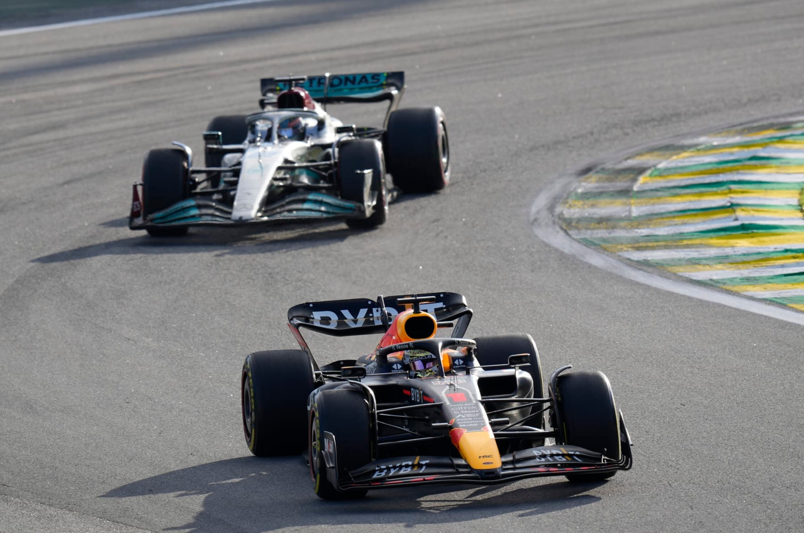 Red Bull driver Max Verstappen, of The Netherlands, steers his car during the Sprint Race qualifying session at the Interlagos racetrack in Sao Paulo, Brazil, Saturday, Nov. 12, 2022. The Brazilian Formula One Grand Prix will take place on Sunday. (AP Photo/Andre Penner) Red Bull driver Max Verstappen, of The Netherlands, steers his car during the Sprint Race qualifying session at the Interlagos racetrack in Sao Paulo, Brazil, Saturday, Nov. 12, 2022. The Brazilian Formula One Grand Prix will take place on Sunday. (AP Photo/Andre Penner)