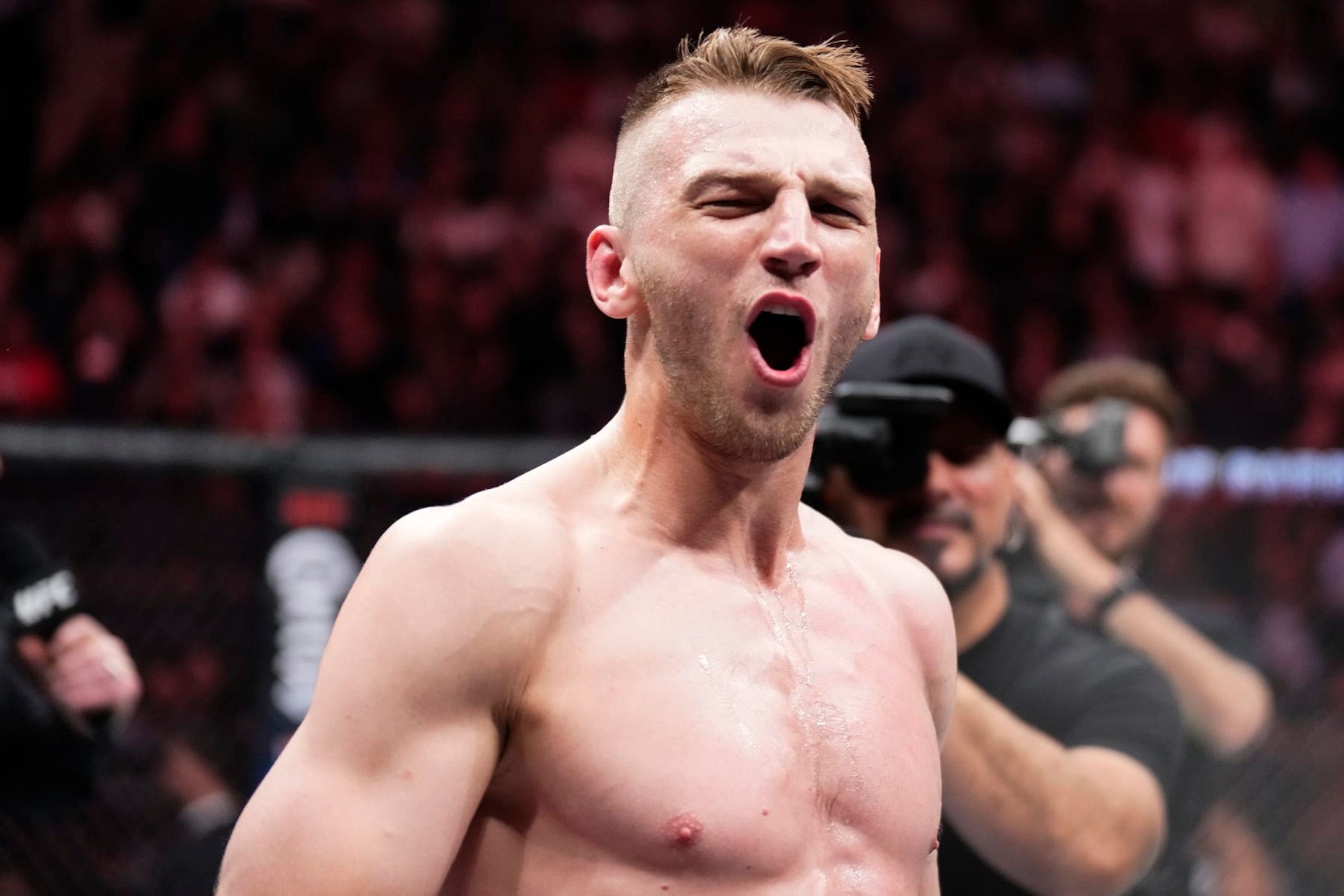 NEW YORK, NEW YORK - NOVEMBER 12: Dan Hooker of New Zealand reacts after his victory over Claudio Puelles of Peru in a lightweight bout during the UFC 281 event at Madison Square Garden on November 12, 2022 in New York City. (Photo by Chris Unger/Zuffa LLC)