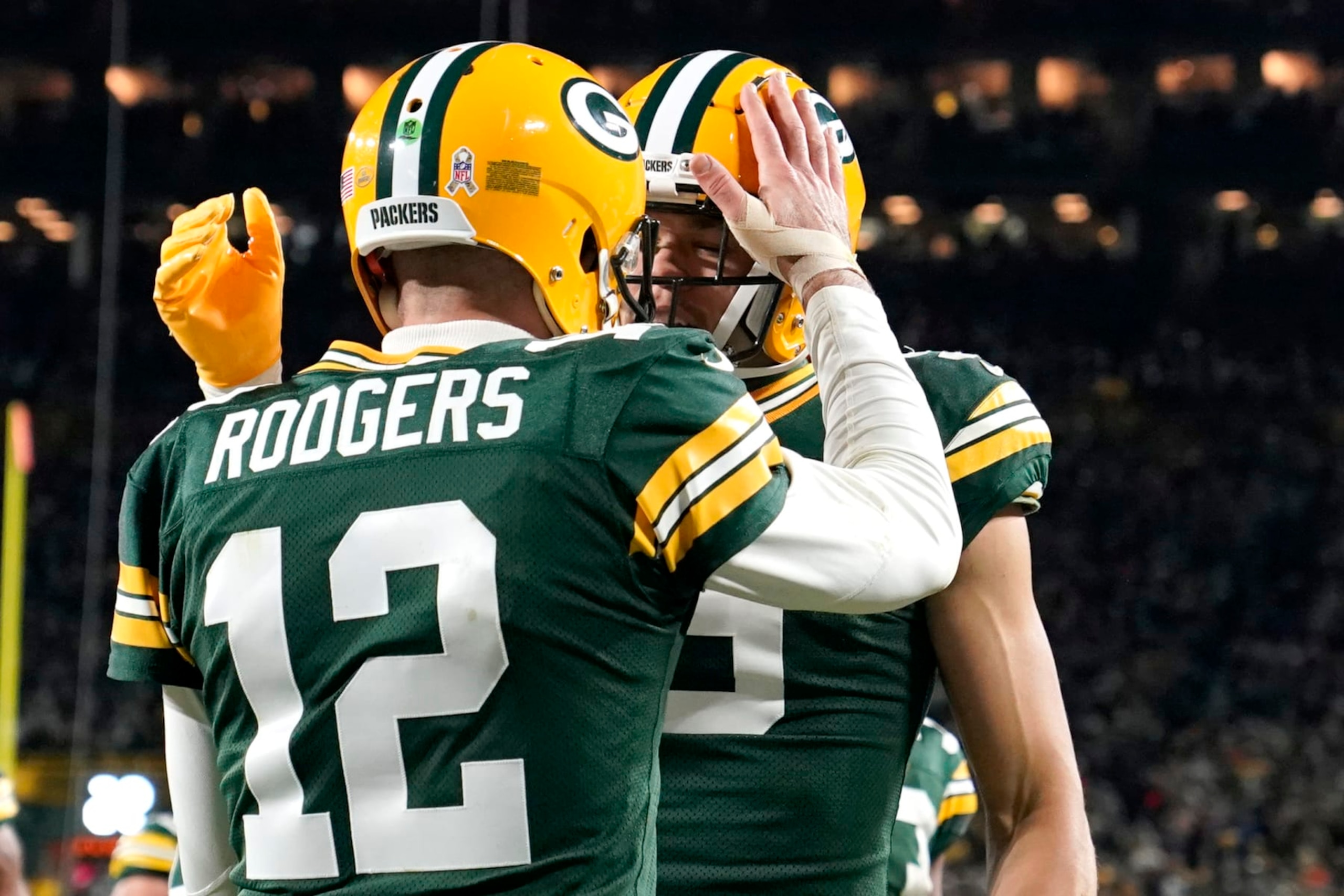 Aaron Rodgers and Christian Watson Aaron Rodgers and Christian Watson