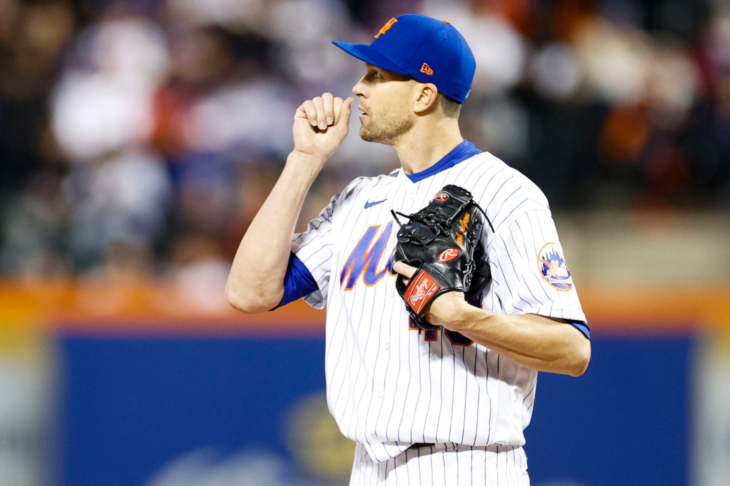 NEW YORK, NEW YORK - OCTOBER 08: Jacob deGrom #48 of the New York Mets reacts during the third inning against the San Diego Padres in game two of the Wild Card Series at Citi Field on October 08, 2022 in New York City. (Photo by Sarah Stier/Getty Images) NEW YORK, NEW YORK - OCTOBER 08: Jacob deGrom #48 of the New York Mets reacts during the third inning against the San Diego Padres in game two of the Wild Card Series at Citi Field on October 08, 2022 in New York City. (Photo by Sarah Stier/Getty Images)