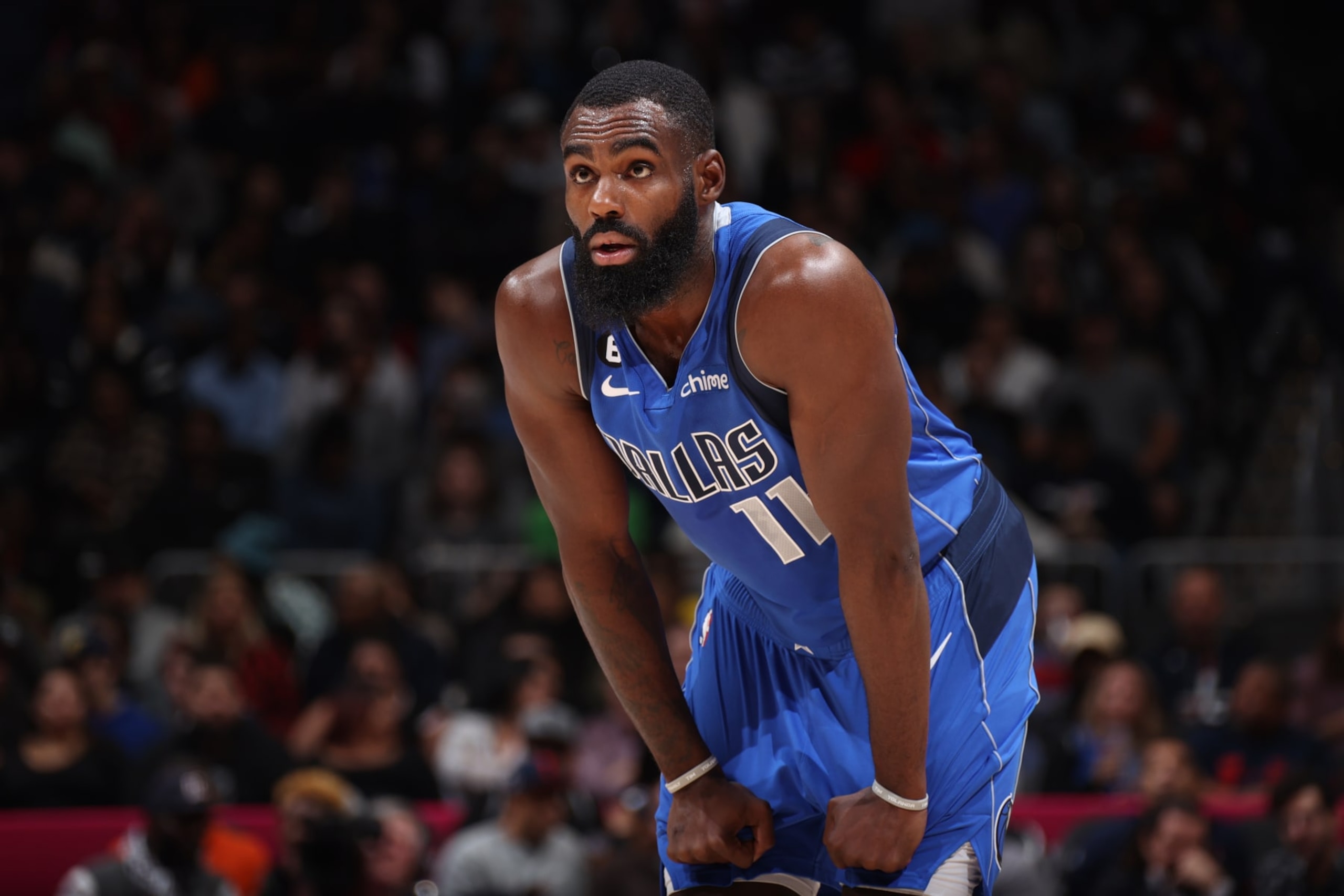 WASHINGTON, DC - NOVEMBER 10: Tim Hardaway Jr. #11 of the Dallas Mavericks looks on during the game against the Washington Wizards on November 10, 2022 at Capital One Arena in Washington, DC. NOTE TO USER: User expressly acknowledges and agrees that, by downloading and or using this Photograph, user is consenting to the terms and conditions of the Getty Images License Agreement. Mandatory Copyright Notice: Copyright 2022 NBAE (Photo by Stephen Gosling/NBAE via Getty Images) WASHINGTON, DC - NOVEMBER 10: Tim Hardaway Jr. #11 of the Dallas Mavericks looks on during the game against the Washington Wizards on November 10, 2022 at Capital One Arena in Washington, DC. NOTE TO USER: User expressly acknowledges and agrees that, by downloading and or using this Photograph, user is consenting to the terms and conditions of the Getty Images License Agreement. Mandatory Copyright Notice: Copyright 2022 NBAE (Photo by Stephen Gosling/NBAE via Getty Images)