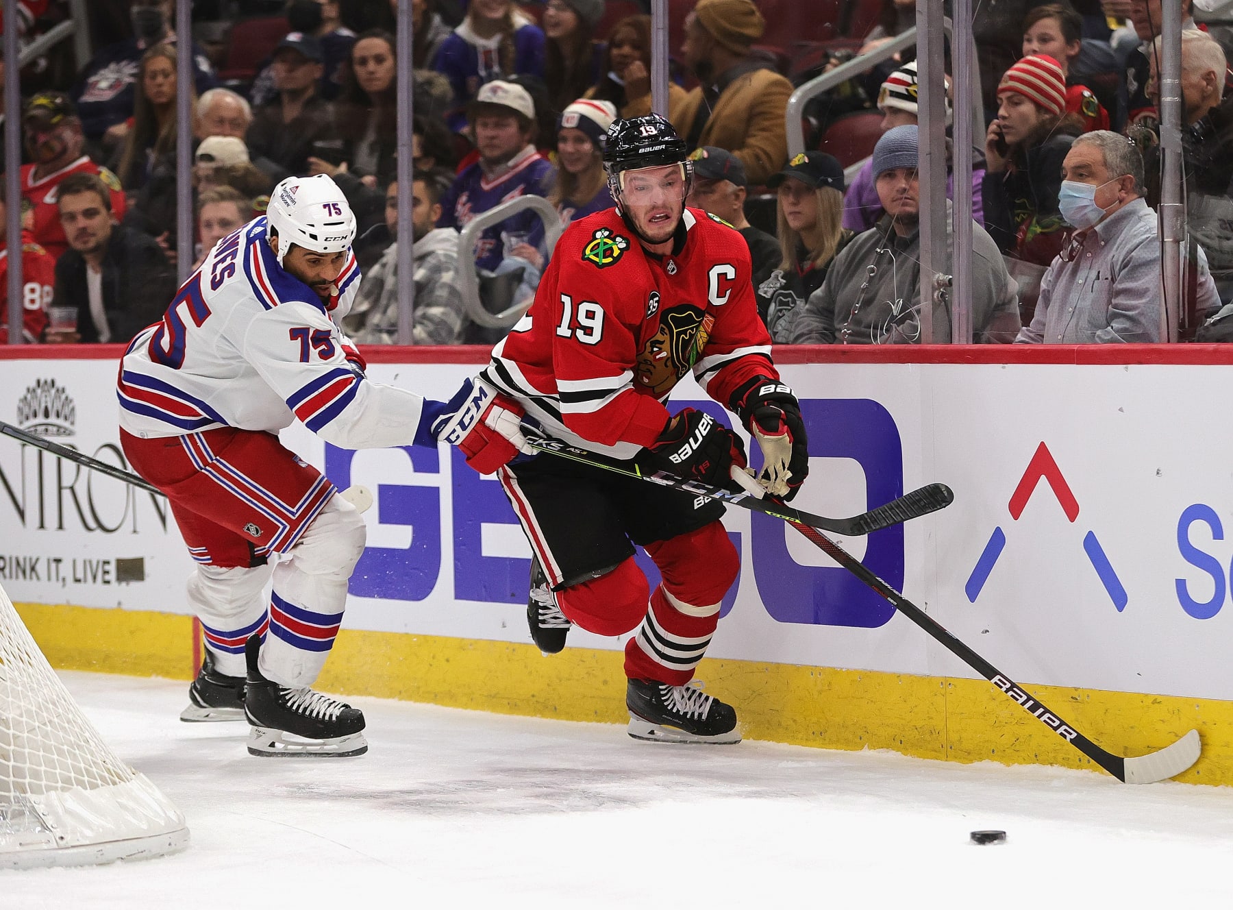 Jonathan Toews on Broadway? He'd have the Blueshirts' Ryan Reaves as a protector.