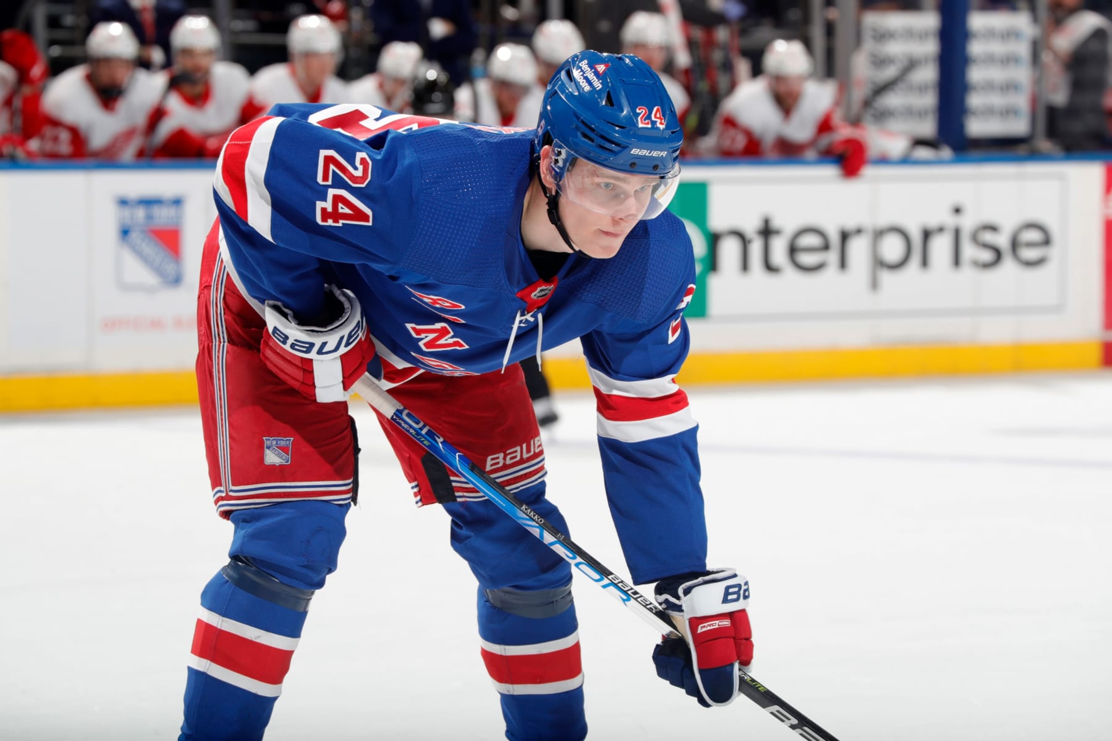 NEW YORK, NEW YORK - NOVEMBER 06: Kaapo Kakko #24 of the New York Rangers skates against the Detroit Red Wings at Madison Square Garden on November 6, 2022 in New York City. (Photo by Jared Silber/NHLI via Getty Images) NEW YORK, NEW YORK - NOVEMBER 06: Kaapo Kakko #24 of the New York Rangers skates against the Detroit Red Wings at Madison Square Garden on November 6, 2022 in New York City. (Photo by Jared Silber/NHLI via Getty Images)