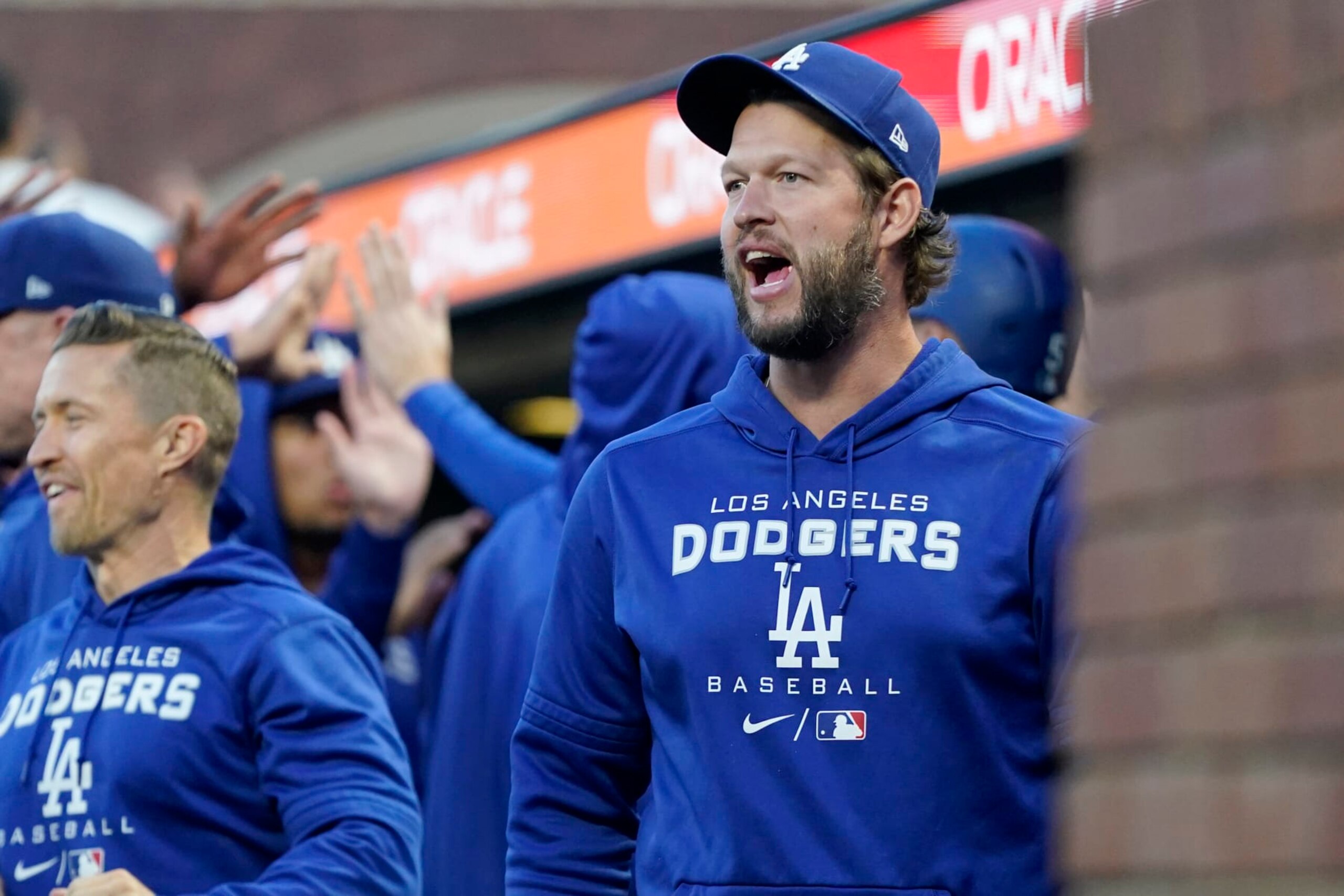 Los Angeles Dodgers' Clayton Kershaw against the San Francisco Giants during a baseball game in San Francisco, Monday, Aug. 1, 2022. (AP Photo/Jeff Chiu) Los Angeles Dodgers' Clayton Kershaw against the San Francisco Giants during a baseball game in San Francisco, Monday, Aug. 1, 2022. (AP Photo/Jeff Chiu)
