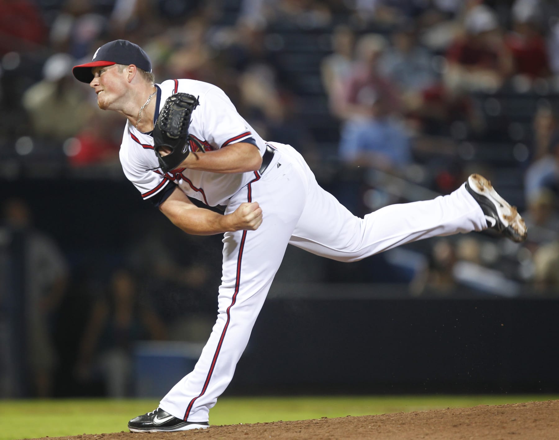 FILE- In this July 5, 2011 file photo, Atlanta Braves relief pitcher Craig Kimbrel works in the ninth inning of a baseball game against Colorado Rockies, in Atlanta. Kimbrel and Rays pitcher Jeremy Hellickson were voted Rookies of the Year Monday Nov. 14, 2011. (AP Photo/John Bazemore, File)