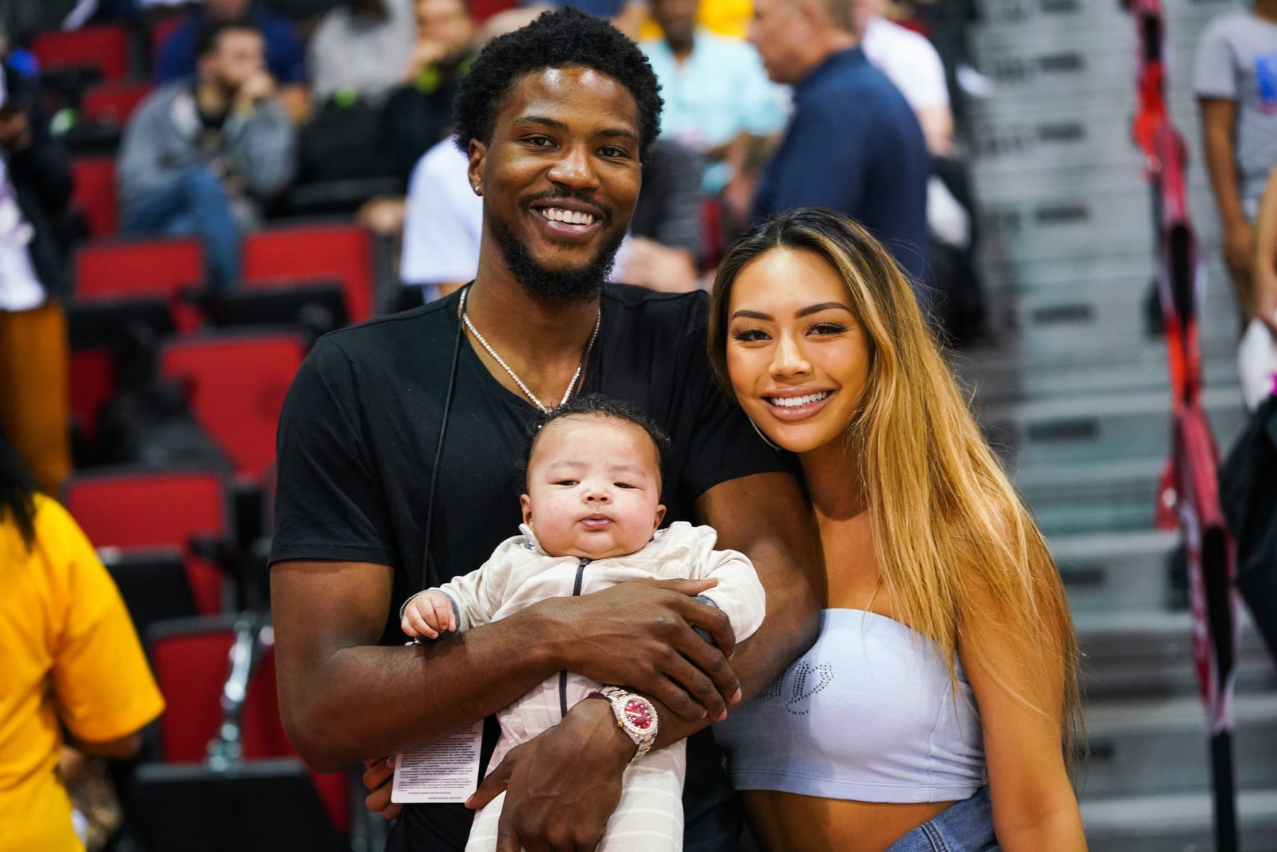 Malik Beasley, Montana Yao and their first child, Makai