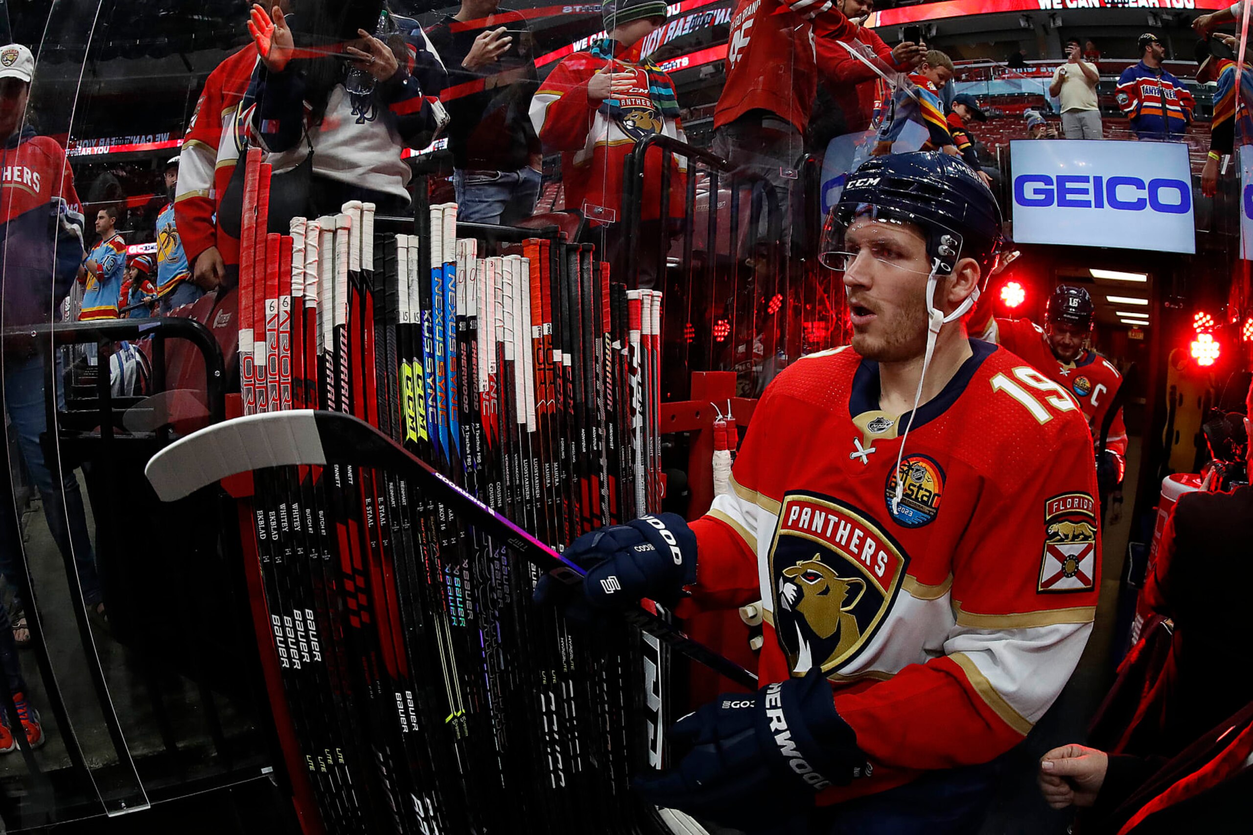 SUNRISE, FLORIDA - NOVEMBER 15: Sam Bennett #9 of the Florida Panthers heads out to the ice for warm ups prior to the start of their game against the Washington Capitals at the FLA Live Arena on November 15, 2022 in Sunrise, Florida. (Photo by Eliot J. Schechter/NHLI via Getty Images) SUNRISE, FLORIDA - NOVEMBER 15: Sam Bennett #9 of the Florida Panthers heads out to the ice for warm ups prior to the start of their game against the Washington Capitals at the FLA Live Arena on November 15, 2022 in Sunrise, Florida. (Photo by Eliot J. Schechter/NHLI via Getty Images)