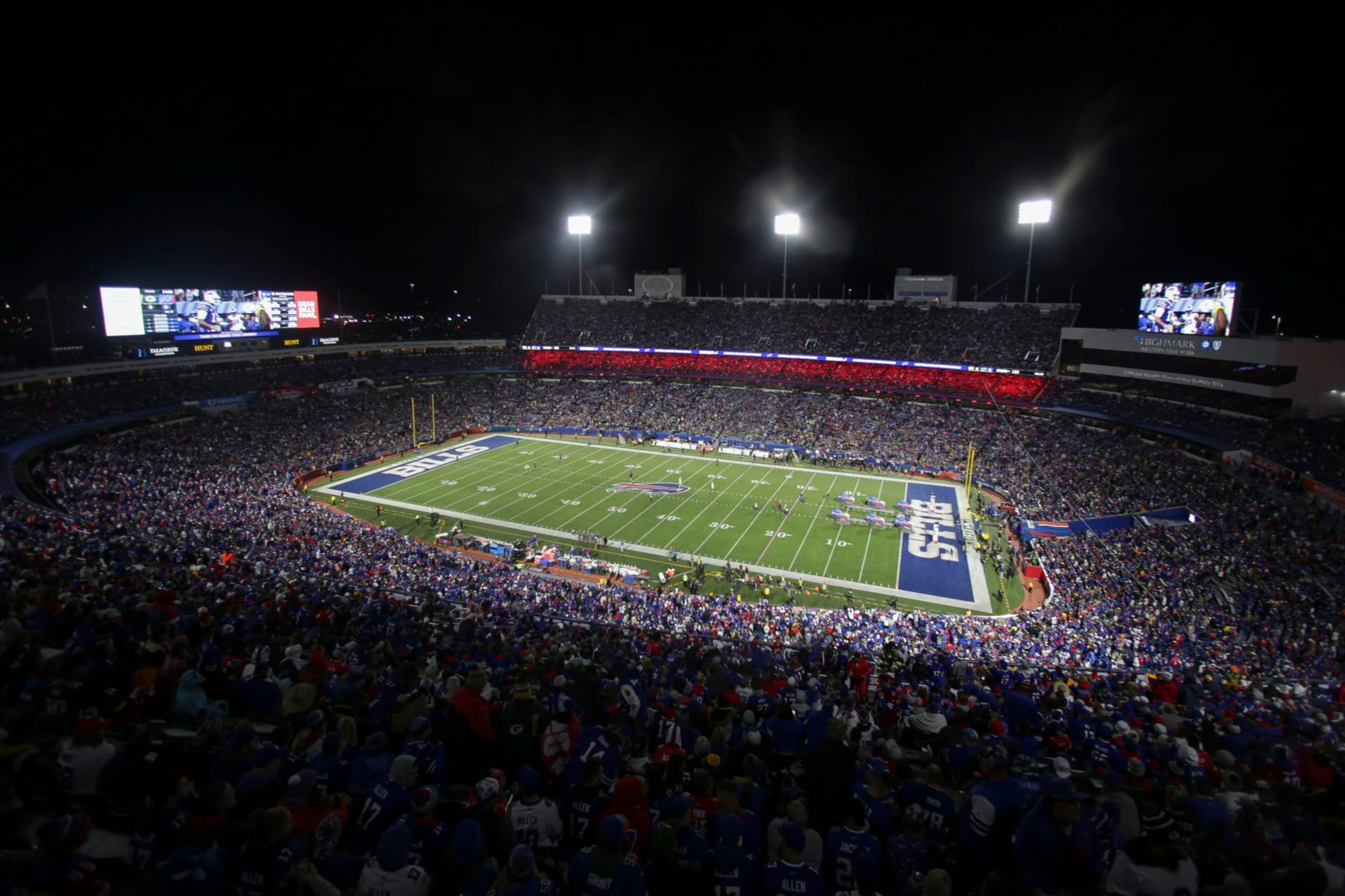 ORCHARD PARK, NEW YORK - OCTOBER 30: General view of the stadium before the game between the Buffalo Bills and Green Bay Packers at Highmark Stadium on October 30, 2022 in Orchard Park, New York. (Photo by Joshua Bessex/Getty Images) ORCHARD PARK, NEW YORK - OCTOBER 30: General view of the stadium before the game between the Buffalo Bills and Green Bay Packers at Highmark Stadium on October 30, 2022 in Orchard Park, New York. (Photo by Joshua Bessex/Getty Images)