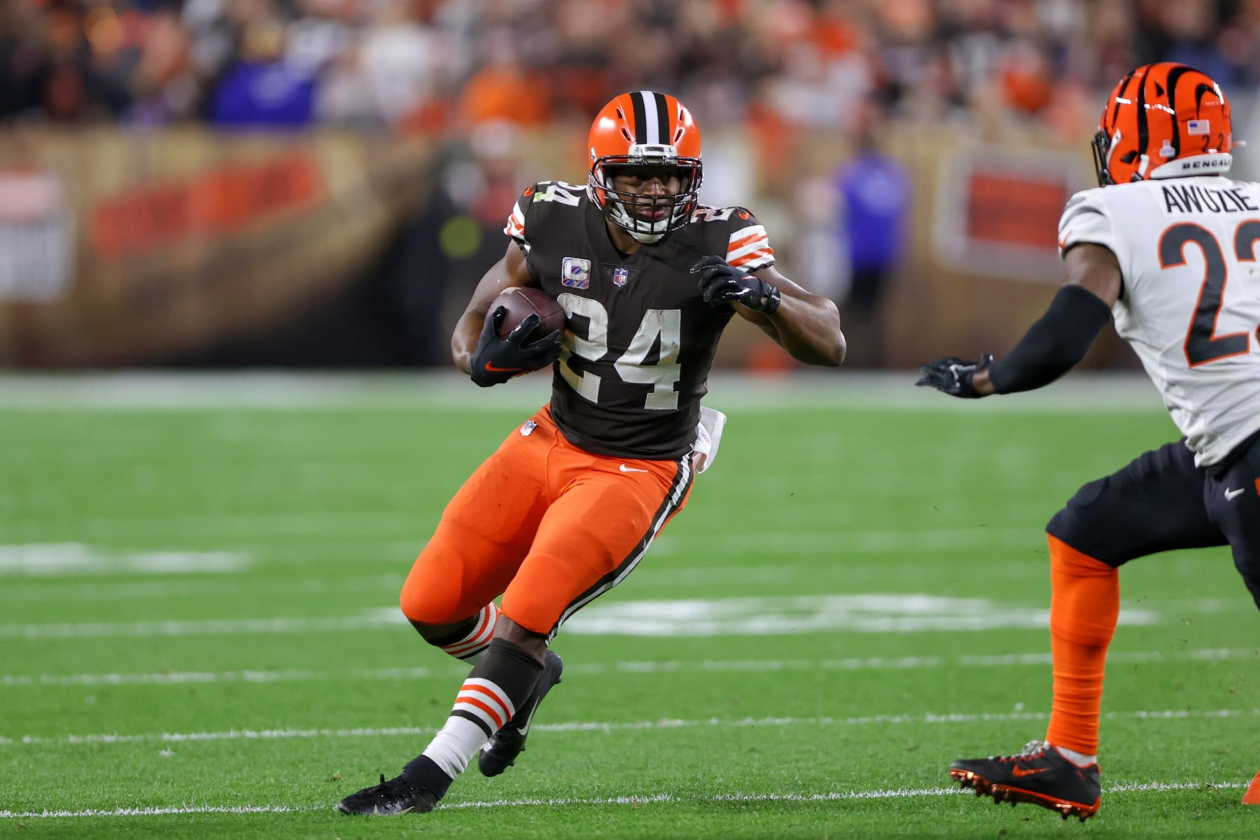 A late surge from Nick Chubb and the Cleveland Browns would help out the Bears draft hopes. A late surge from Nick Chubb and the Cleveland Browns would help out the Bears draft hopes.
