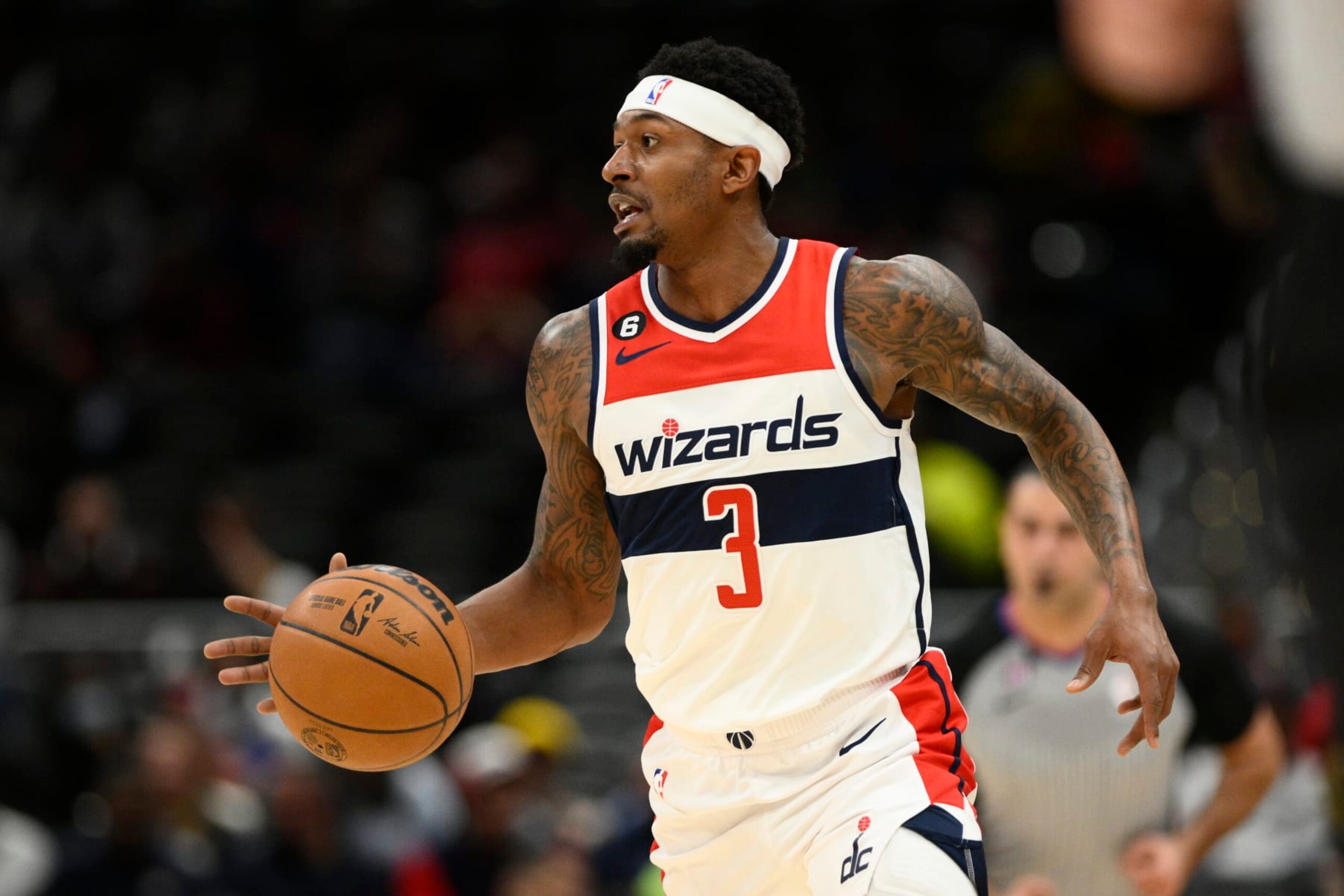Washington Wizards guard Bradley Beal (3) in action during the first half of an NBA basketball game against the Oklahoma City Thunder, Wednesday, Nov. 16, 2022, in Washington. (AP Photo/Nick Wass) Washington Wizards guard Bradley Beal (3) in action during the first half of an NBA basketball game against the Oklahoma City Thunder, Wednesday, Nov. 16, 2022, in Washington. (AP Photo/Nick Wass)