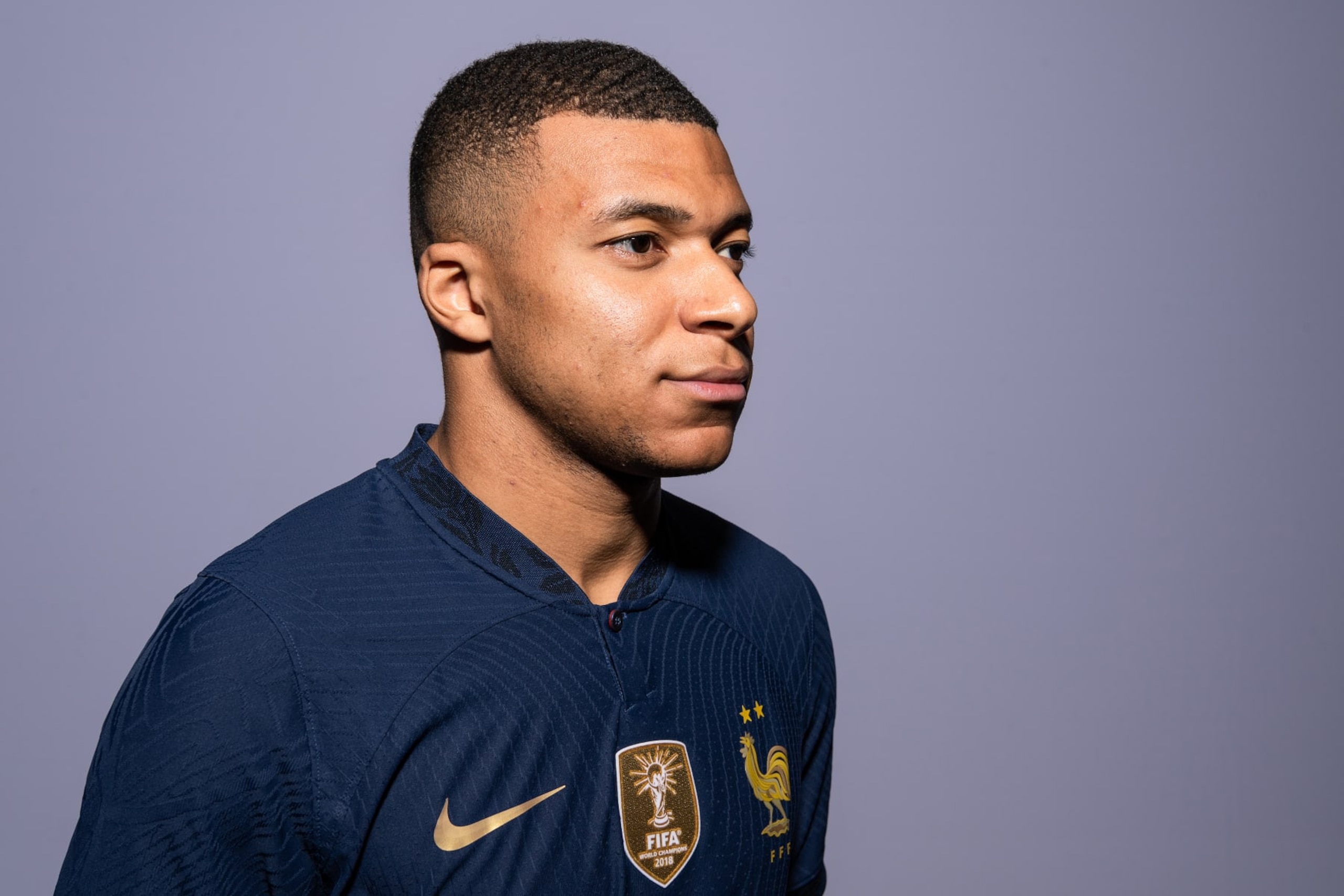DOHA, QATAR - NOVEMBER 17: Kylian Mbappe of France poses during the official FIFA World Cup Qatar 2022 portrait session on November 17, 2022 in Doha, Qatar. (Photo by Michael Regan - FIFA/FIFA via Getty Images) DOHA, QATAR - NOVEMBER 17: Kylian Mbappe of France poses during the official FIFA World Cup Qatar 2022 portrait session on November 17, 2022 in Doha, Qatar. (Photo by Michael Regan - FIFA/FIFA via Getty Images)