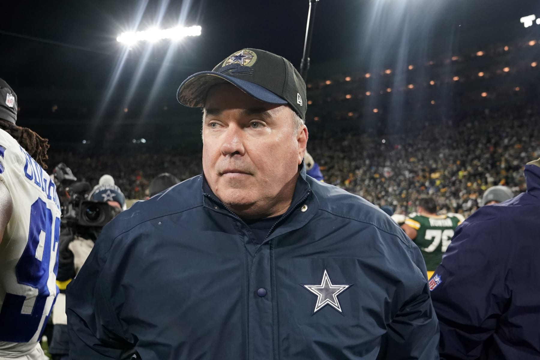 GREEN BAY, WISCONSIN - NOVEMBER 13: Head coach Mike McCarthy of the Dallas Cowboys walks off the field after his team's 31-28 loss in overtime against the Green Bay Packers at Lambeau Field on November 13, 2022 in Green Bay, Wisconsin. (Photo by Patrick McDermott/Getty Images)