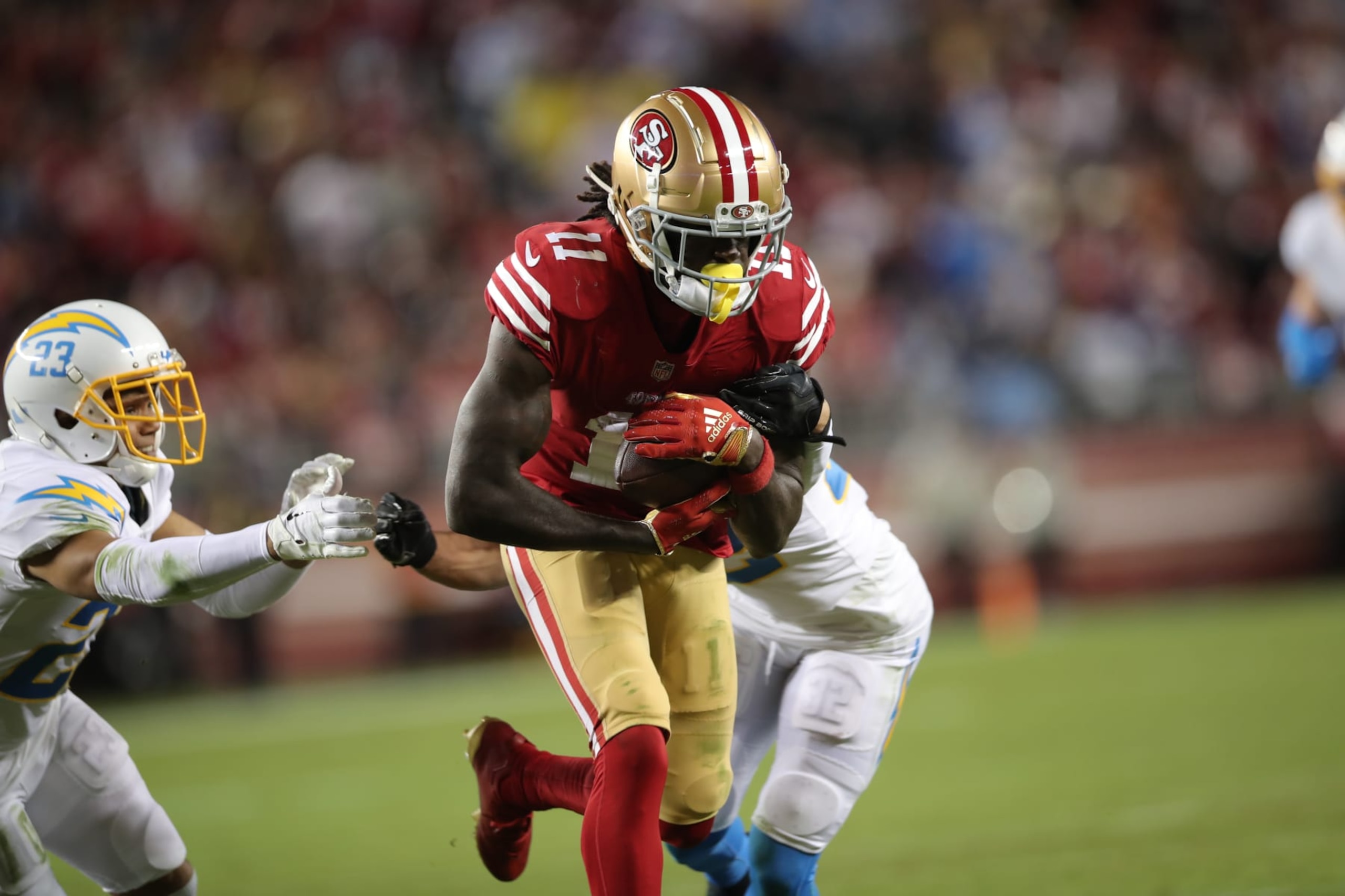 Brandon Aiyuk and the 49ers are in a good position to make the postseason. Brandon Aiyuk and the 49ers are in a good position to make the postseason.