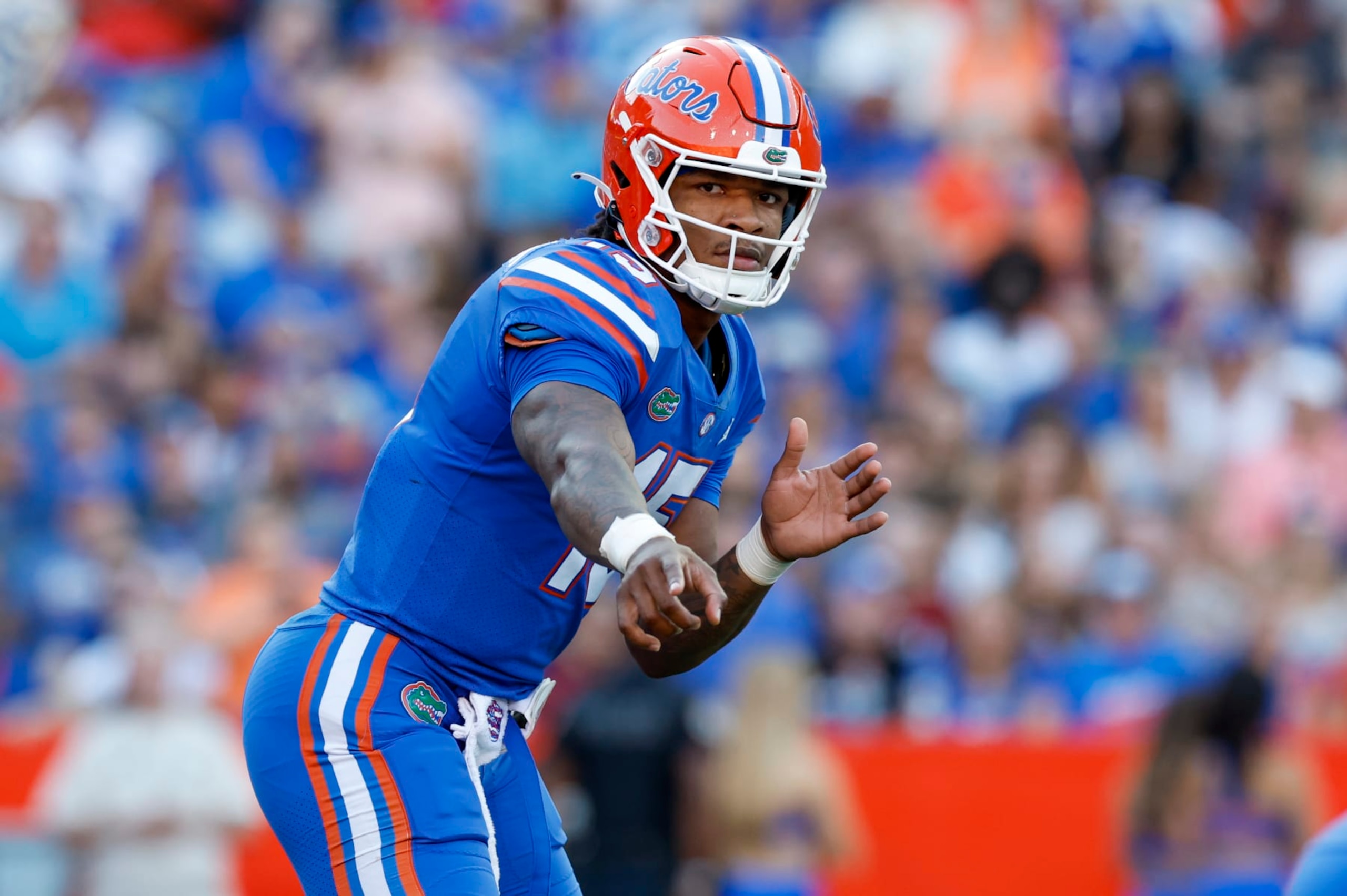 GAINESVILLE, FL - NOVEMBER 12: Florida Gators quarterback Anthony Richardson (15) during the game between the South Carolina Gamecocks and the Florida Gators on November 12, 2022 at Ben Hill Griffin Stadium at Florida Field in Gainesville, Fl. (Photo by David Rosenblum/Icon Sportswire via Getty Images)