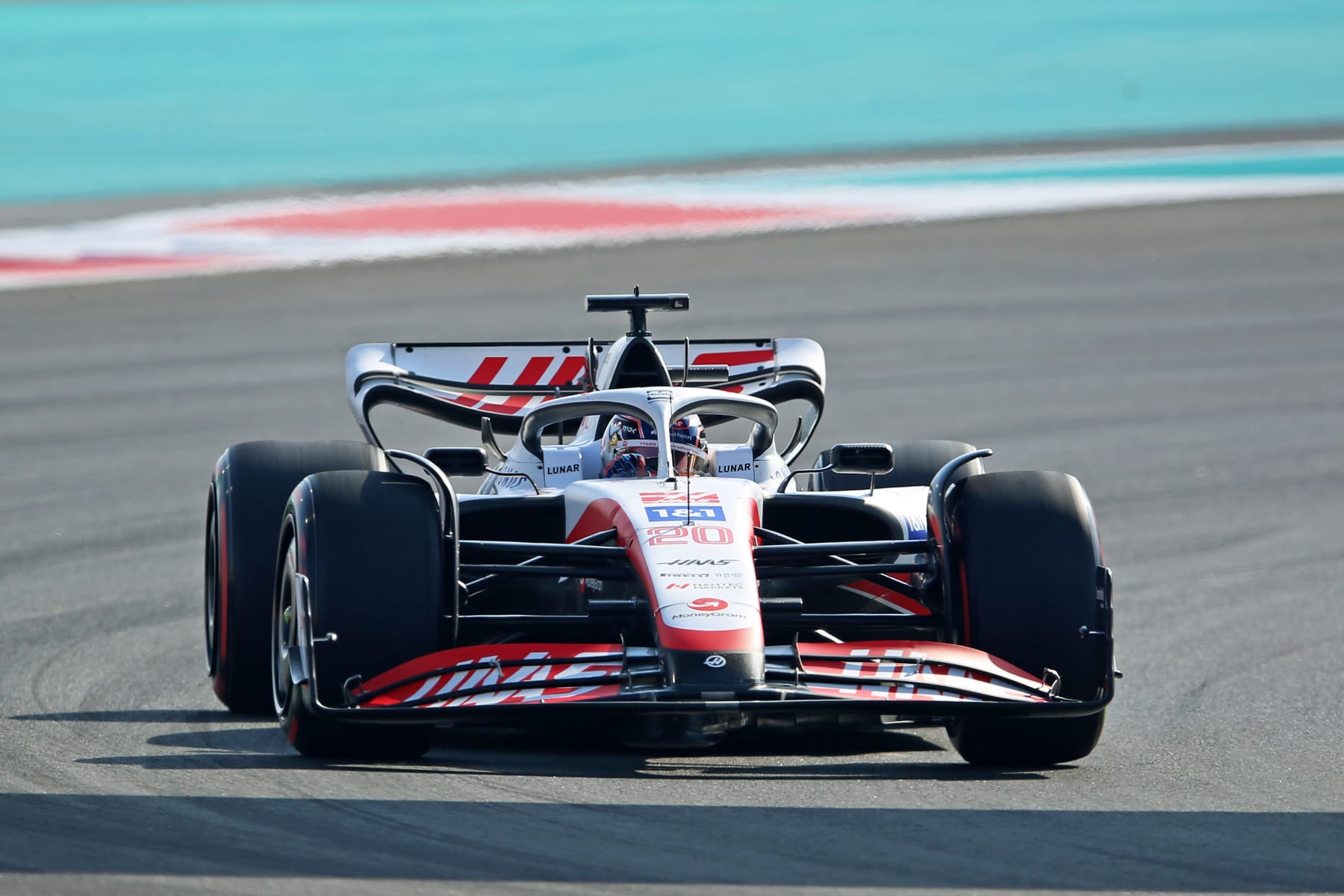 ABU DHABI, UNITED ARAB EMIRATES - NOVEMBER 19: Kevin Magnussen of Denmark, Team Haas F1 VF-22 Ferrari during qualifying ahead of the F1 Grand Prix of Abu Dhabi at Yas Marina Circuit on November 19, 2022 in Abu Dhabi, United Arab Emirates. (Photo by Heuler Andrey/Eurasia Sport Images/Getty Images)