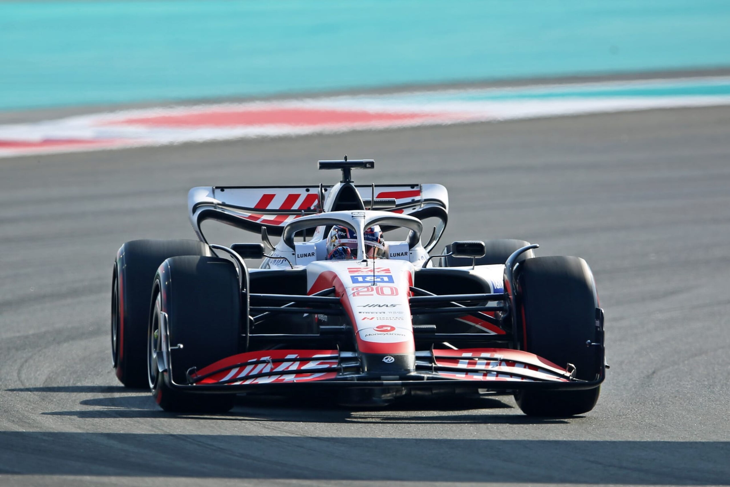 ABU DHABI, UNITED ARAB EMIRATES - NOVEMBER 19: Kevin Magnussen of Denmark, Team Haas F1 VF-22 Ferrari during qualifying ahead of the F1 Grand Prix of Abu Dhabi at Yas Marina Circuit on November 19, 2022 in Abu Dhabi, United Arab Emirates. (Photo by Heuler Andrey/Eurasia Sport Images/Getty Images)