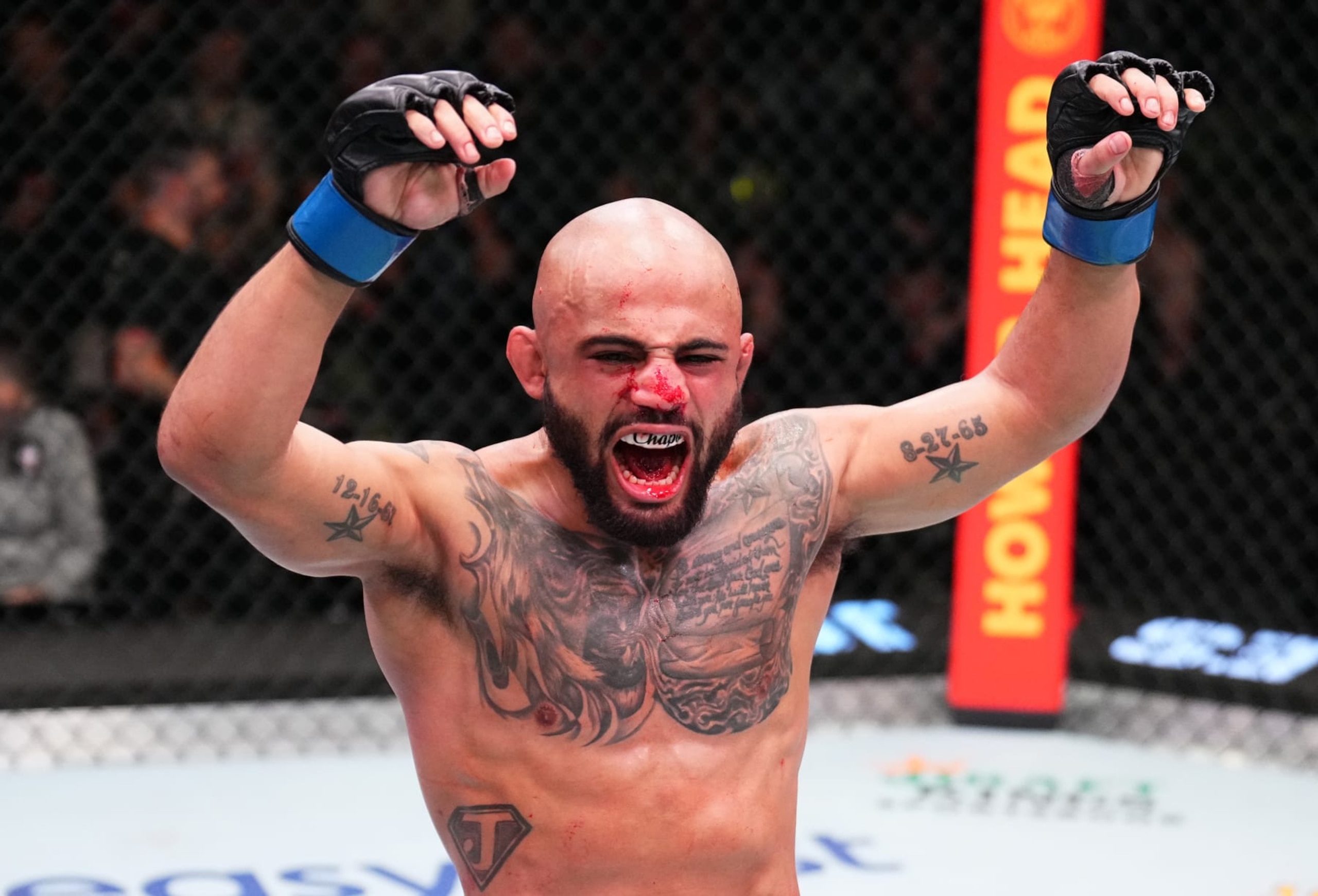 LAS VEGAS, NEVADA - NOVEMBER 19: Miles Johns reacts after the conclusion of his bantamweight fight against Vince Morales during the UFC Fight Night event at UFC APEX on November 19, 2022 in Las Vegas, Nevada. (Photo by Chris Unger/Zuffa LLC)