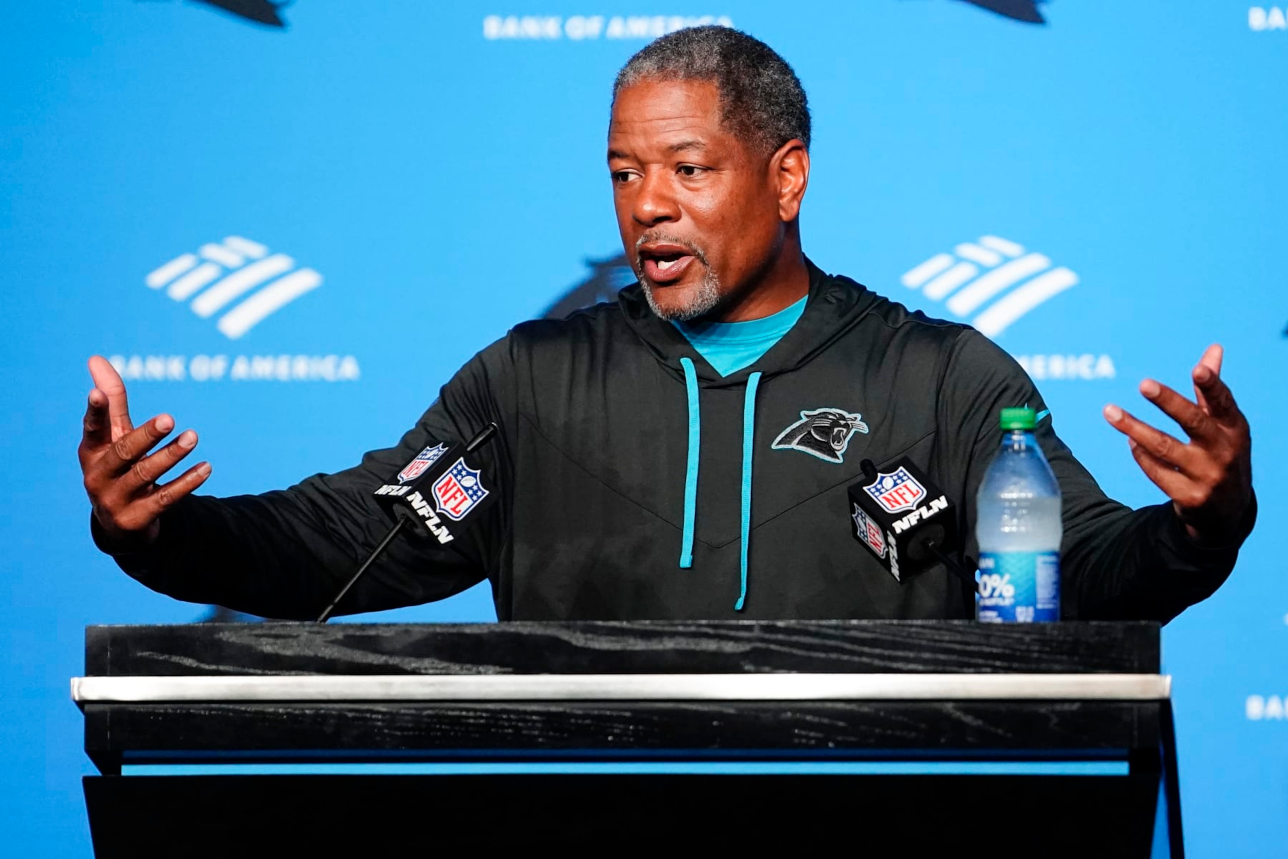 Carolina Panthers head coach Steve Wilks speaks during a news conference after an NFL football game against the Atlanta Falcons on Thursday, Nov. 10, 2022, in Charlotte, N.C. (AP Photo/Jacob Kupferman) Carolina Panthers head coach Steve Wilks speaks during a news conference after an NFL football game against the Atlanta Falcons on Thursday, Nov. 10, 2022, in Charlotte, N.C. (AP Photo/Jacob Kupferman)