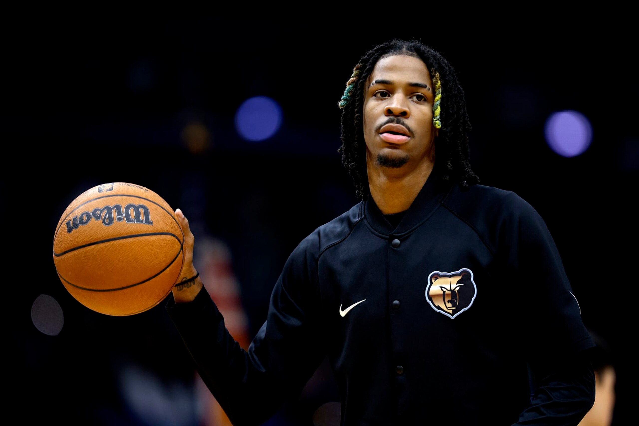NEW ORLEANS, LOUISIANA - NOVEMBER 15: Ja Morant #12 of the Memphis Grizzlies warms up prior to the start of an NBA game at Smoothie King Center on November 15, 2022 in New Orleans, Louisiana. NOTE TO USER: User expressly acknowledges and agrees that, by downloading and or using this photograph, User is consenting to the terms and conditions of the Getty Images License Agreement. (Photo by Sean Gardner/Getty Images) NEW ORLEANS, LOUISIANA - NOVEMBER 15: Ja Morant #12 of the Memphis Grizzlies warms up prior to the start of an NBA game at Smoothie King Center on November 15, 2022 in New Orleans, Louisiana. NOTE TO USER: User expressly acknowledges and agrees that, by downloading and or using this photograph, User is consenting to the terms and conditions of the Getty Images License Agreement. (Photo by Sean Gardner/Getty Images)