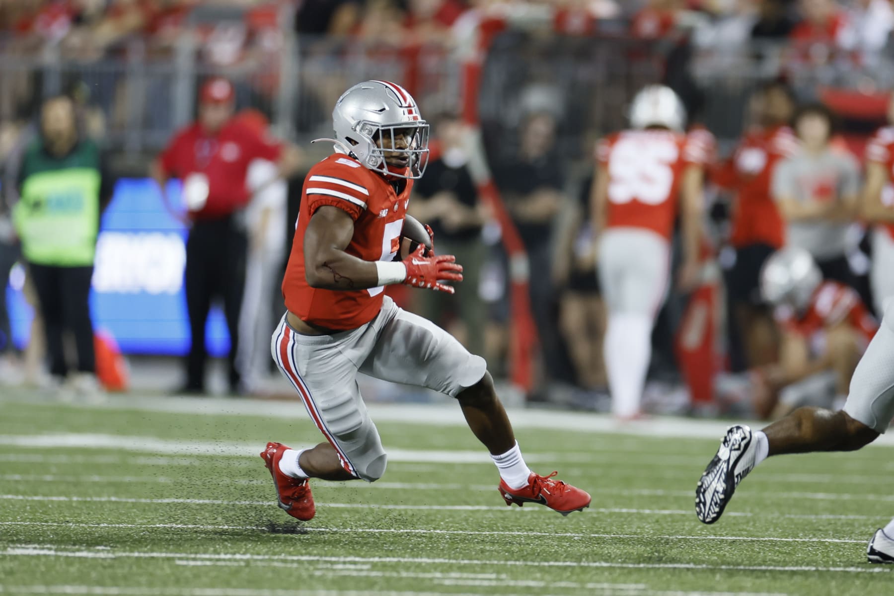 Ohio State's Dallan Hayden plays against Toledo during an NCAA college football game Saturday, Sept. 17, 2022, in Columbus, Ohio. (AP Photo/Jay LaPrete)