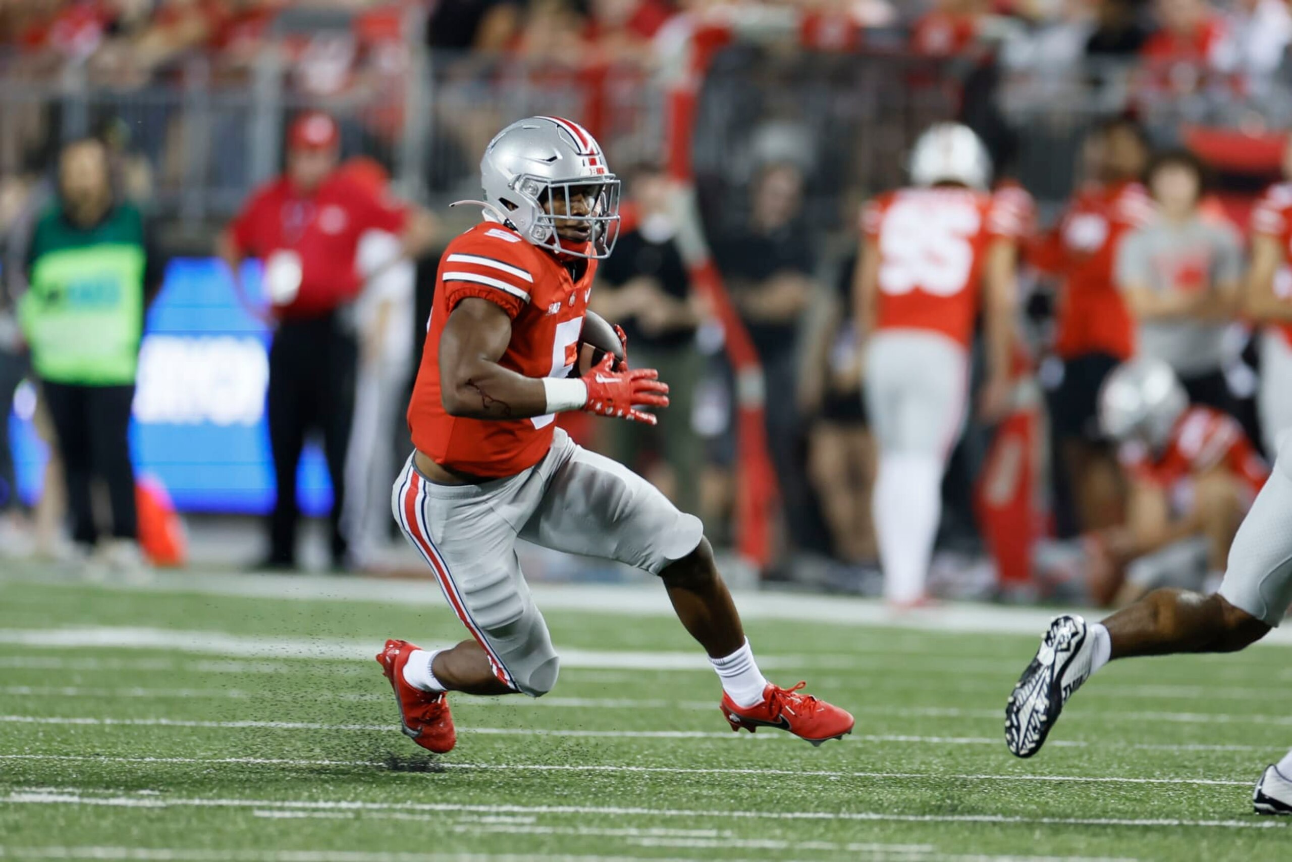 Ohio State's Dallan Hayden plays against Toledo during an NCAA college football game Saturday, Sept. 17, 2022, in Columbus, Ohio. (AP Photo/Jay LaPrete) Ohio State's Dallan Hayden plays against Toledo during an NCAA college football game Saturday, Sept. 17, 2022, in Columbus, Ohio. (AP Photo/Jay LaPrete)