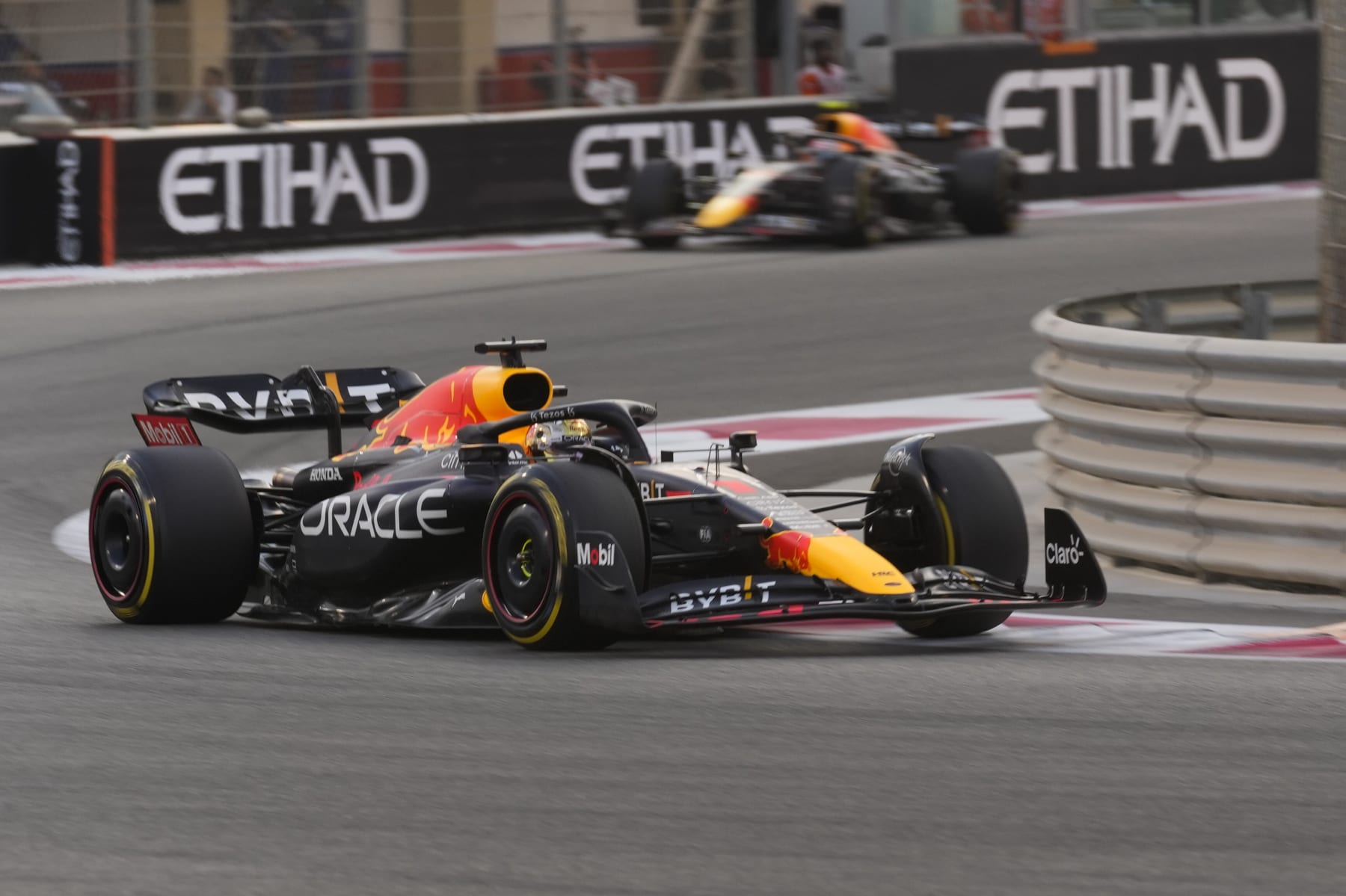 Red Bull driver Max Verstappen of the Netherlands in action during the Formula One Abu Dhabi Grand Prix, in Abu Dhabi, United Arab Emirates Sunday, Nov. 20, 2022. (AP Photo/Hussein Malla)