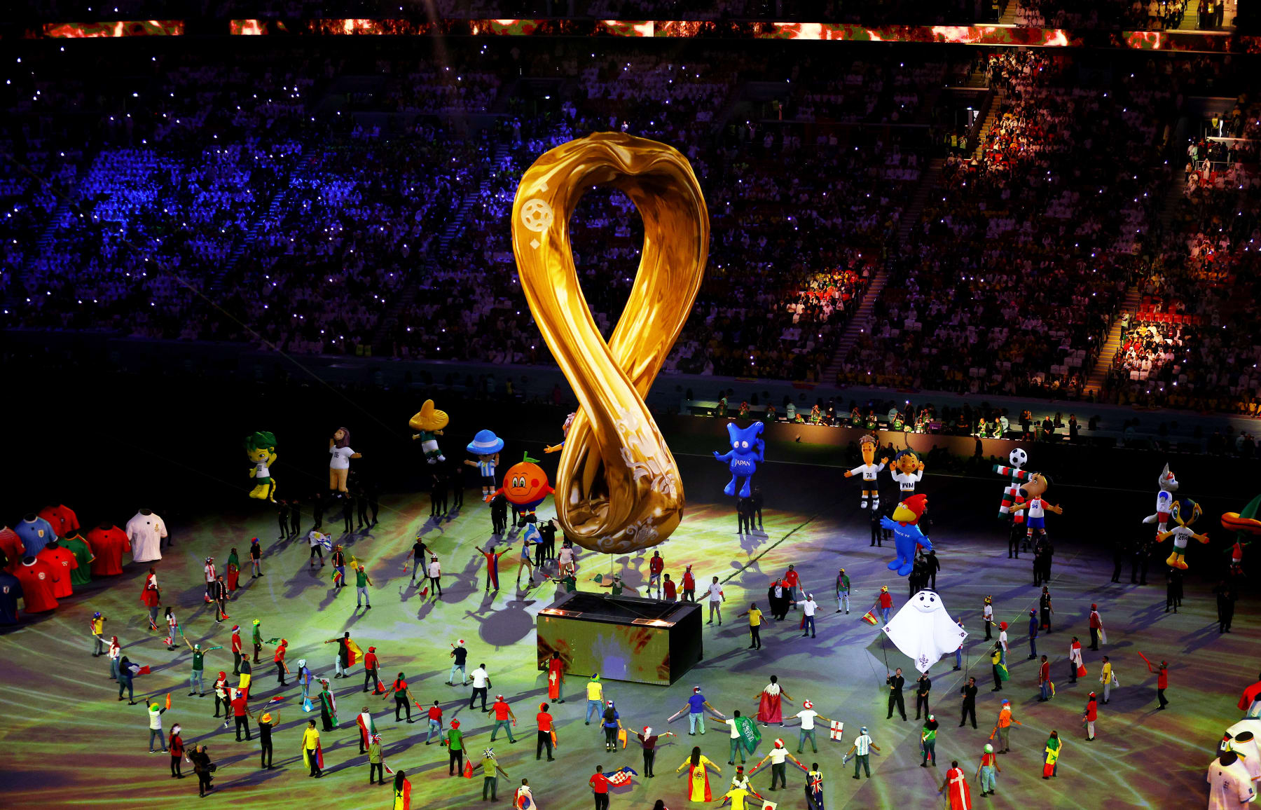 AL KHOR, QATAR - NOVEMBER 20: Dancers perform during the opening ceremony prior to the FIFA World Cup Qatar 2022 Group A match between Qatar and Ecuador at Al Bayt Stadium on November 20, 2022 in Al Khor, Qatar. (Photo by Elsa/Getty Images)