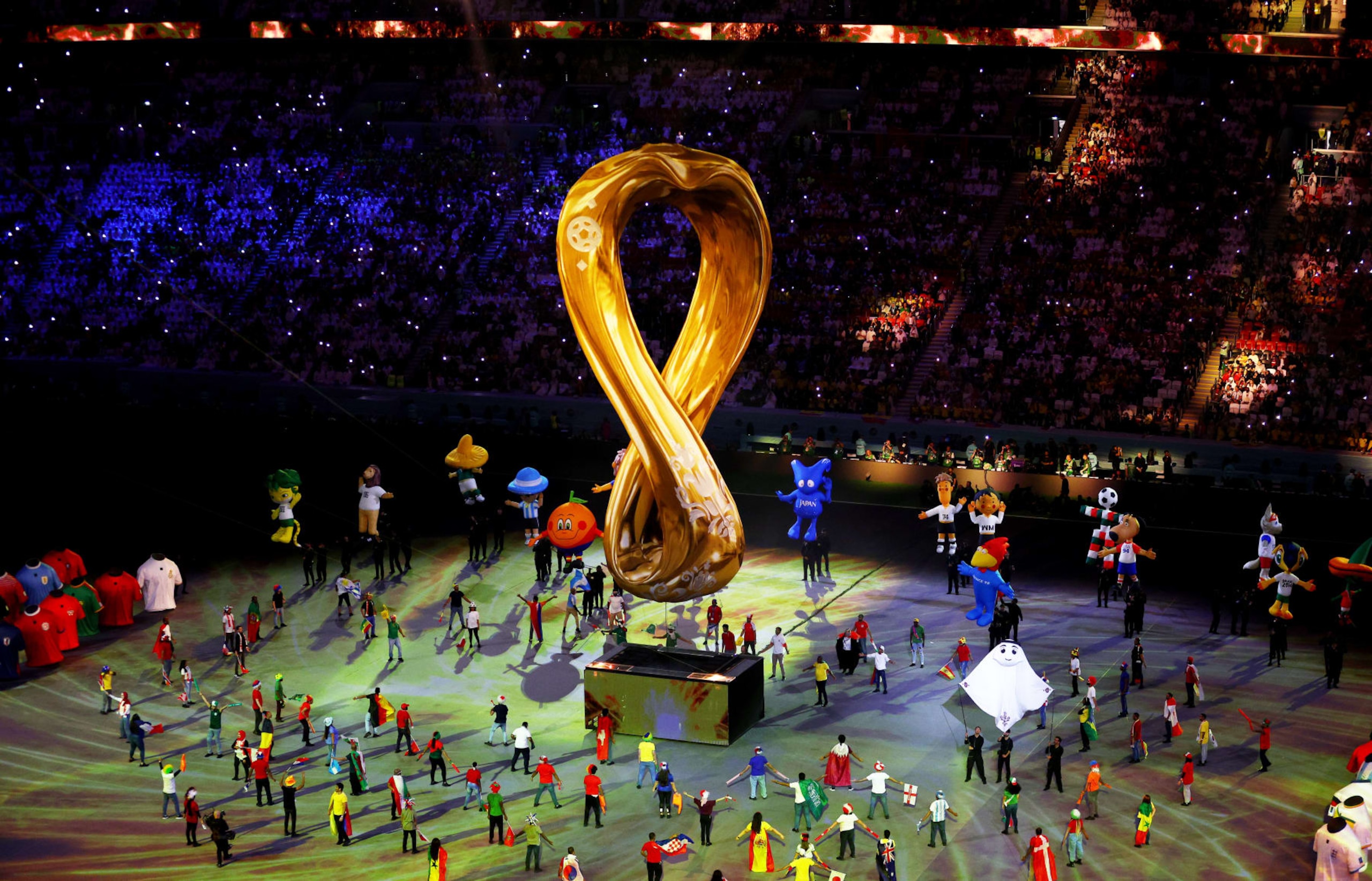 AL KHOR, QATAR - NOVEMBER 20: Dancers perform during the opening ceremony prior to the FIFA World Cup Qatar 2022 Group A match between Qatar and Ecuador at Al Bayt Stadium on November 20, 2022 in Al Khor, Qatar. (Photo by Elsa/Getty Images)