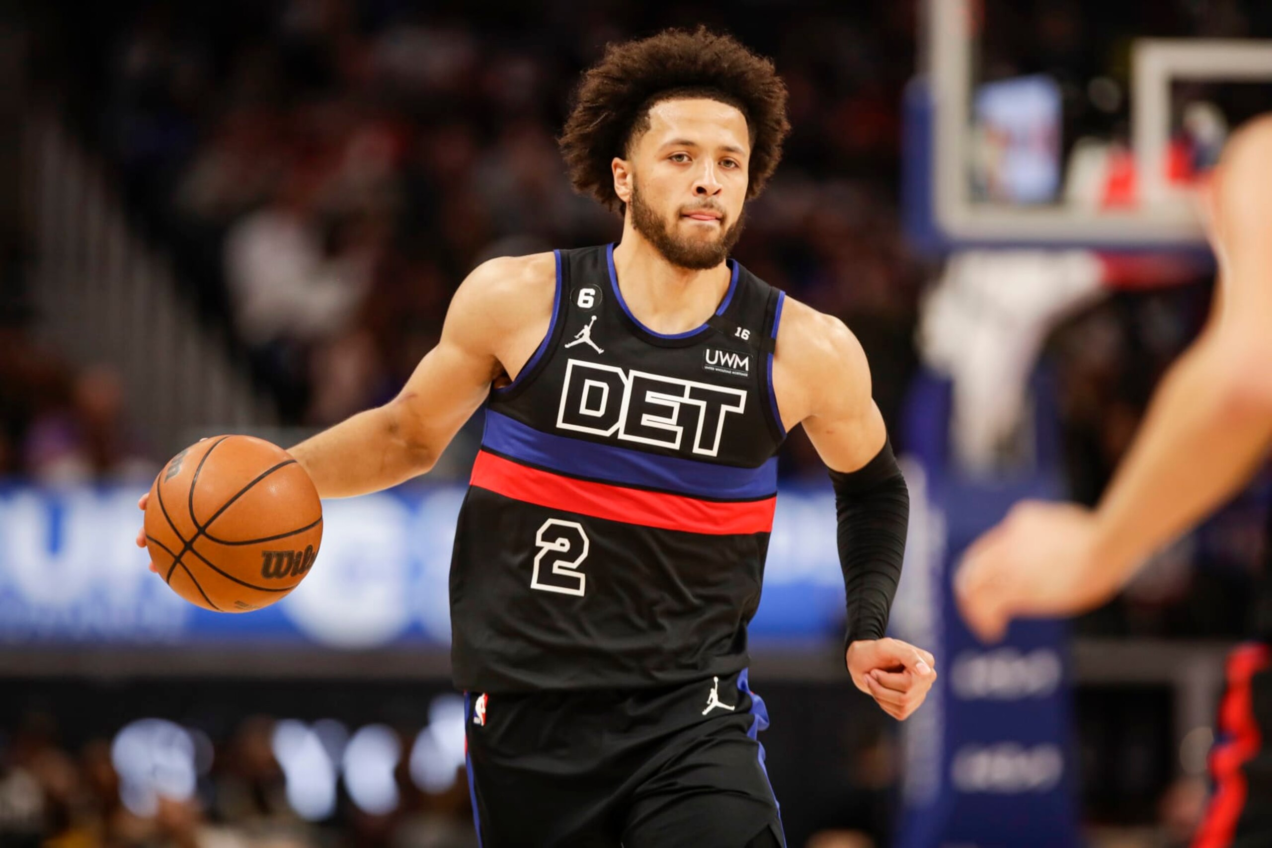 DETROIT, MI - NOVEMBER 4: Cade Cunningham #2 of the Detroit Pistons dribbles the ball against the Cleveland Cavaliers on November 4, 2022 at Little Caesars Arena in Detroit, Michigan. NOTE TO USER: User expressly acknowledges and agrees that, by downloading and/or using this photograph, User is consenting to the terms and conditions of the Getty Images License Agreement. Mandatory Copyright Notice: Copyright 2022 NBAE (Photo by Brian Sevald/NBAE via Getty Images) DETROIT, MI - NOVEMBER 4: Cade Cunningham #2 of the Detroit Pistons dribbles the ball against the Cleveland Cavaliers on November 4, 2022 at Little Caesars Arena in Detroit, Michigan. NOTE TO USER: User expressly acknowledges and agrees that, by downloading and/or using this photograph, User is consenting to the terms and conditions of the Getty Images License Agreement. Mandatory Copyright Notice: Copyright 2022 NBAE (Photo by Brian Sevald/NBAE via Getty Images)