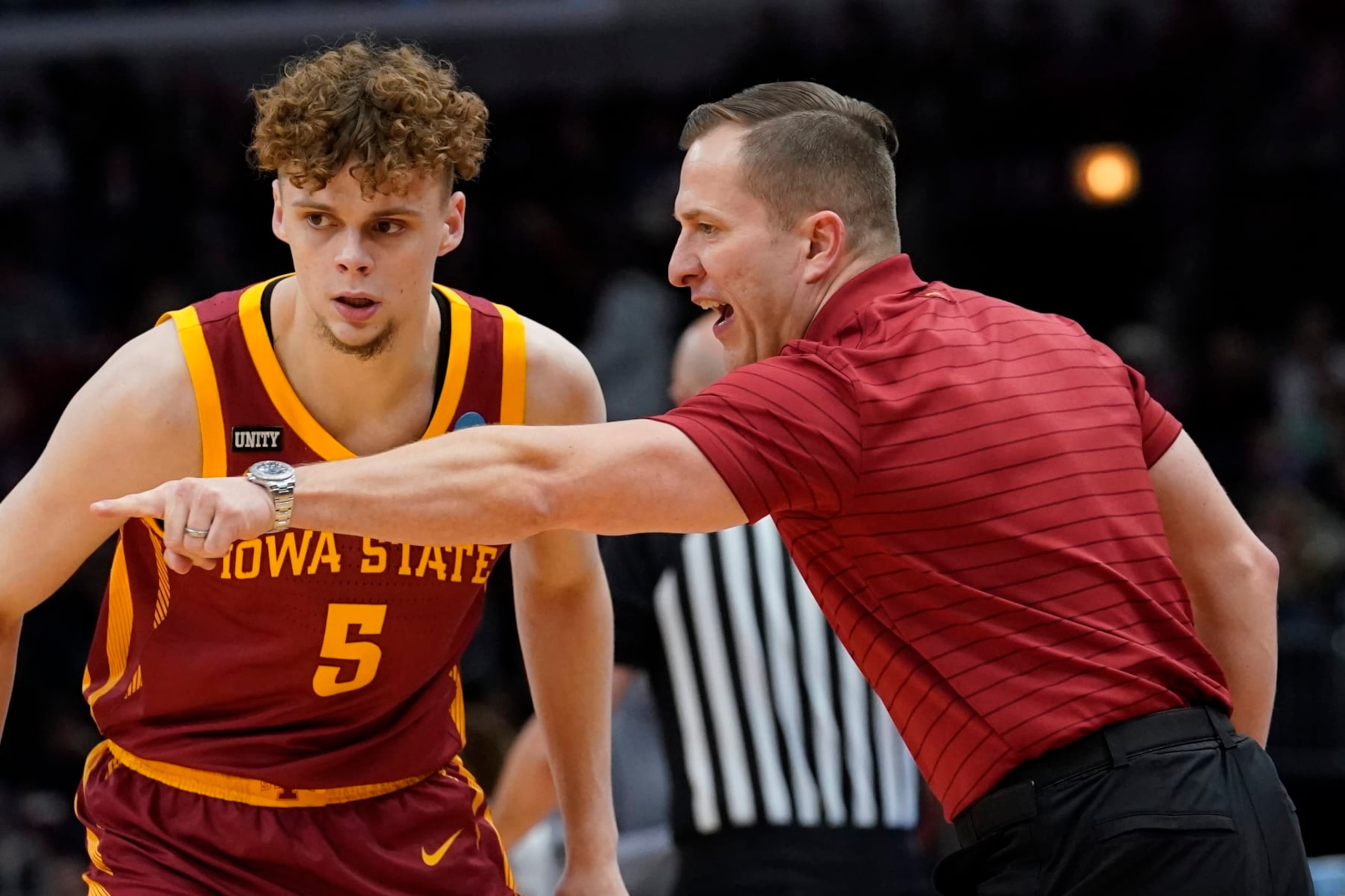 Iowa State's T.J. Otzelberger and Aljaz Kunc (5) Iowa State's T.J. Otzelberger and Aljaz Kunc (5)