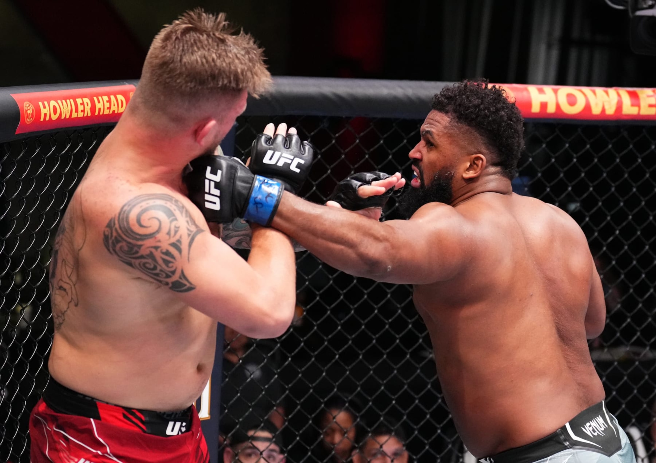 Waldo Cortes-Acosta punches Chase Sherman. Waldo Cortes-Acosta punches Chase Sherman.