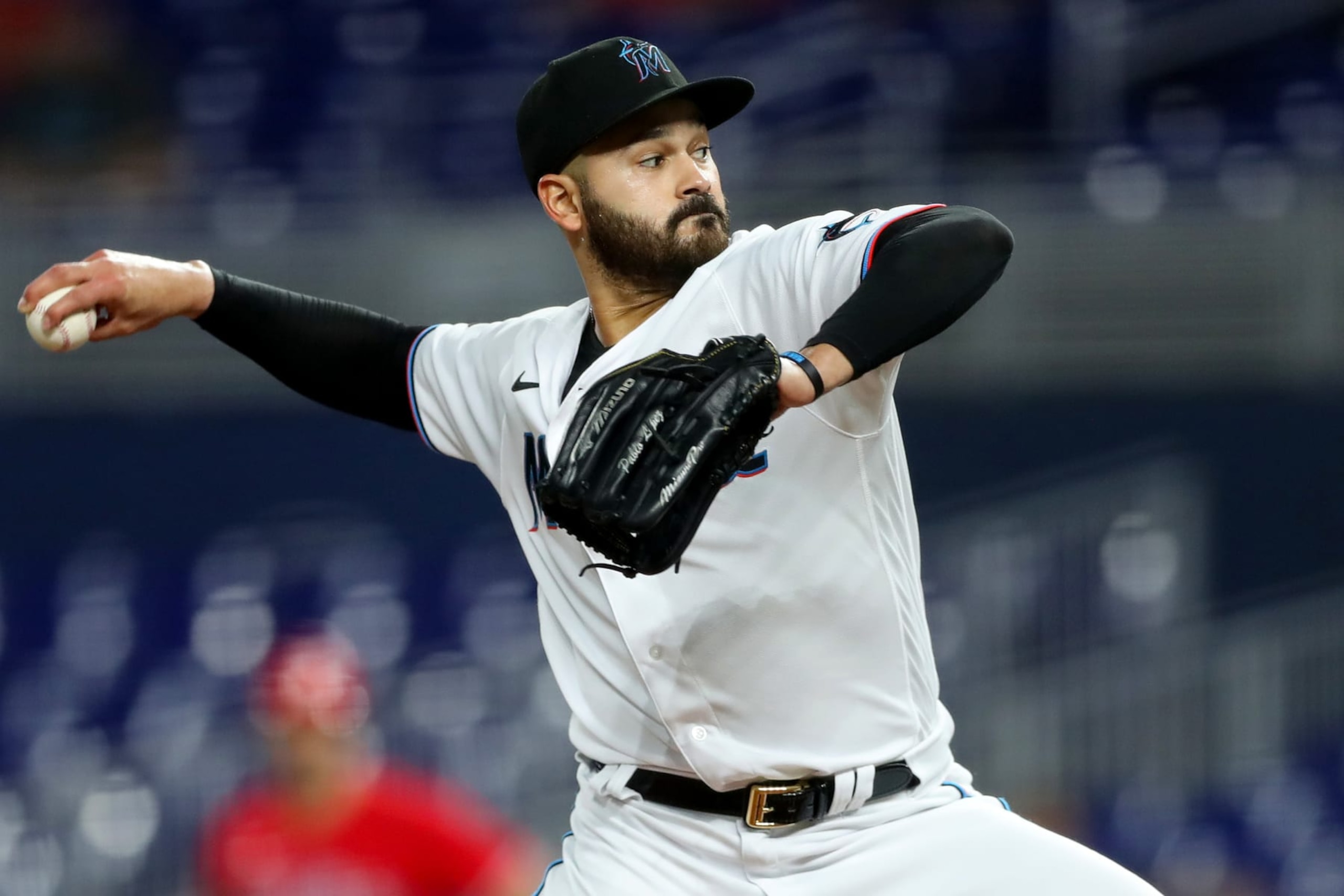 MIAMI, FLORIDA - SEPTEMBER 15: Pablo Lopez #49 of the Miami Marlins delivers a pitch against the Philadelphia Phillies at loanDepot park on September 15, 2022 in Miami, Florida. (Photo by Megan Briggs/Getty Images) MIAMI, FLORIDA - SEPTEMBER 15: Pablo Lopez #49 of the Miami Marlins delivers a pitch against the Philadelphia Phillies at loanDepot park on September 15, 2022 in Miami, Florida. (Photo by Megan Briggs/Getty Images)