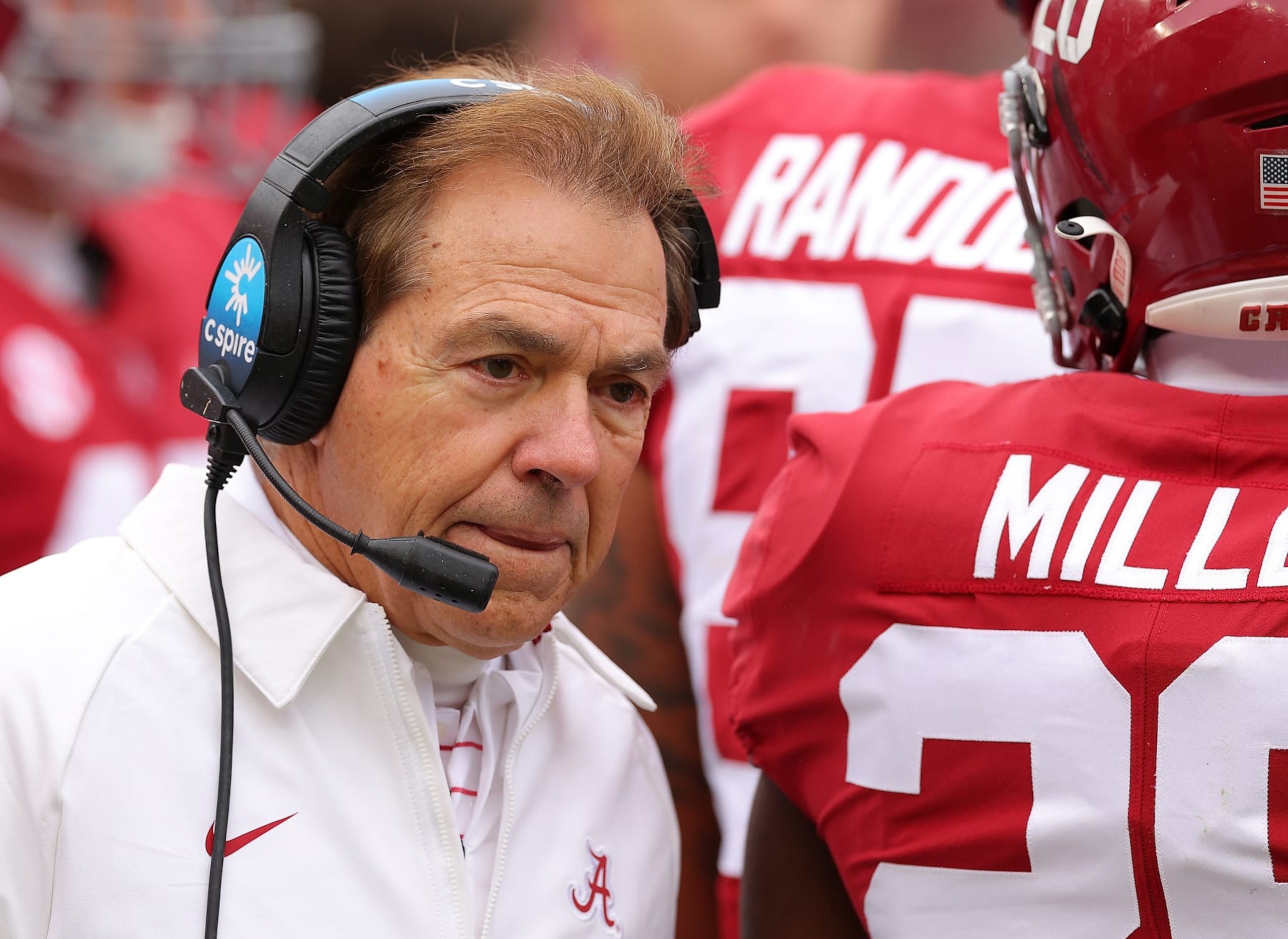 TUSCALOOSA, ALABAMA - NOVEMBER 19:  Head coach Nick Saban of the Alabama Crimson Tide looks on against the Austin Peay Governors during the fourth quarter at Bryant-Denny Stadium on November 19, 2022 in Tuscaloosa, Alabama. (Photo by Kevin C. Cox/Getty Images)