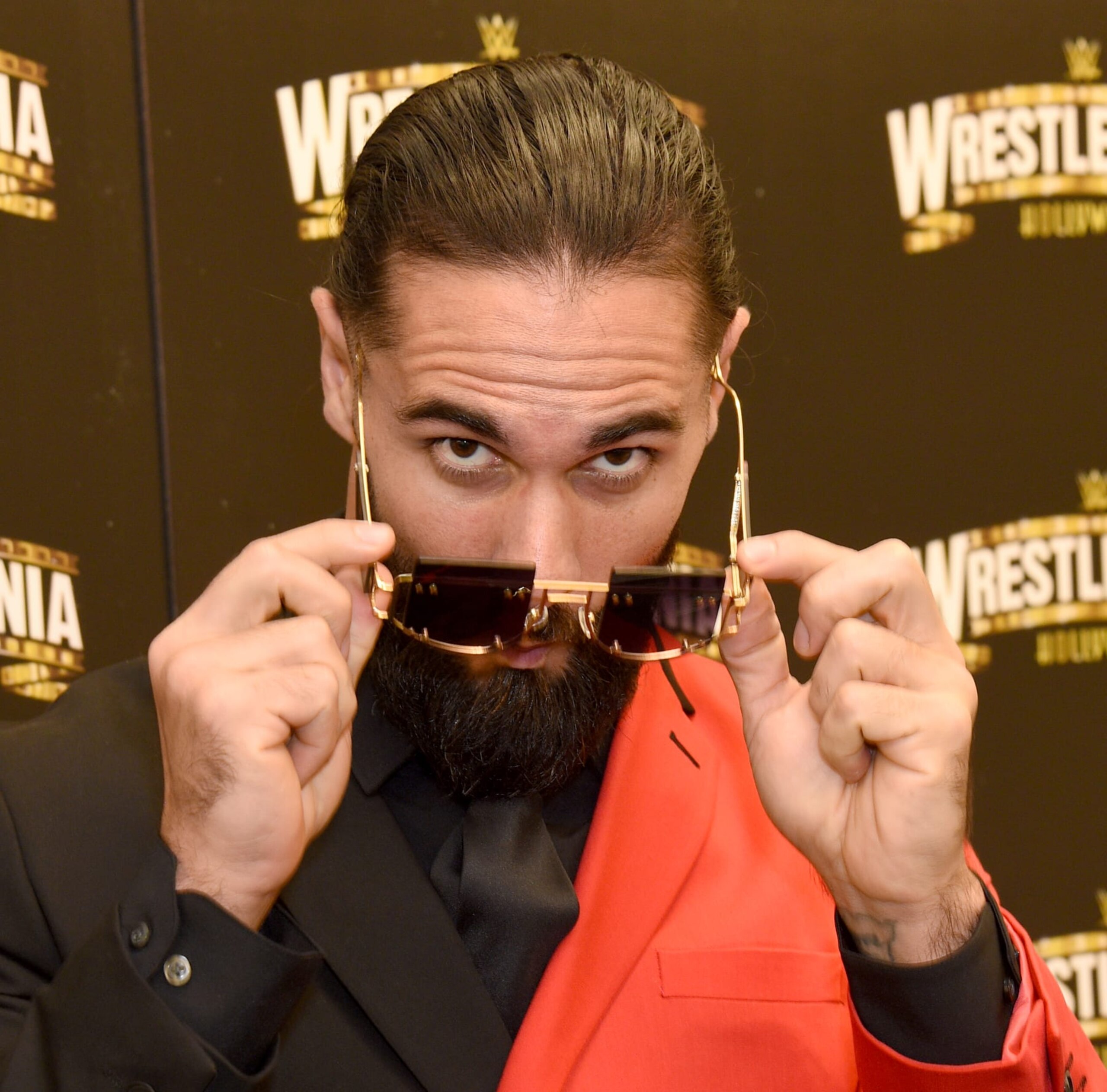 INGLEWOOD, CALIFORNIA - AUGUST 11: Seth “Freakin” Rollins attends the WrestleMania Launch Party at SoFi Stadium on August 11, 2022 in Inglewood, California. (Photo by Gregg DeGuire/Getty Images)