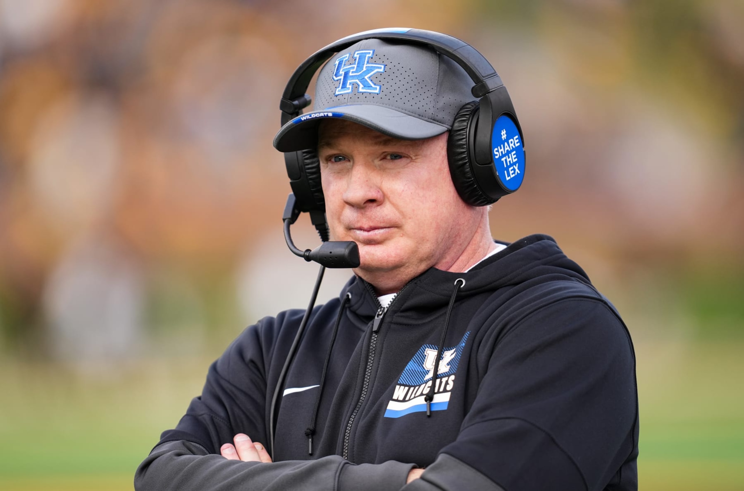 COLUMBIA, MO - NOVEMBER 05: Head coach Mark Stoops of the Kentucky Wildcats looks on during the second half against the Missouri Tigers at Faurot Field/Memorial Stadium on November 5, 2022 in Columbia, Missouri. (Photo by Jay Biggerstaff/Getty Images)