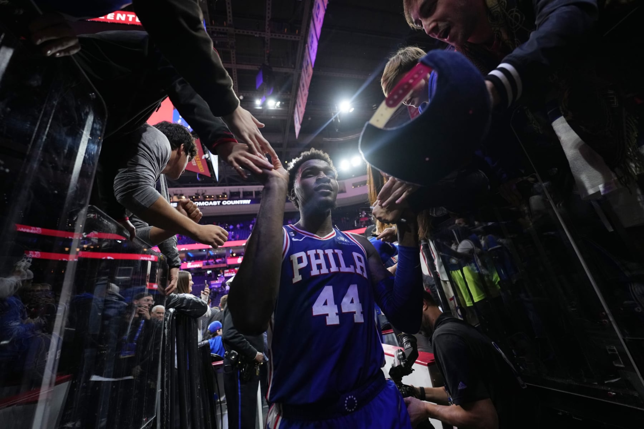 PHILADELPHIA, PA - NOVEMBER 22: Paul Reed #44 of the Philadelphia 76ers walks off the court after the game against the Brooklyn Nets on November 22, 2022 at the Wells Fargo Center in Philadelphia, Pennsylvania NOTE TO USER: User expressly acknowledges and agrees that, by downloading and/or using this Photograph, user is consenting to the terms and conditions of the Getty Images License Agreement. Mandatory Copyright Notice: Copyright 2022 NBAE (Photo by Jesse D. Garrabrant/NBAE via Getty Images)