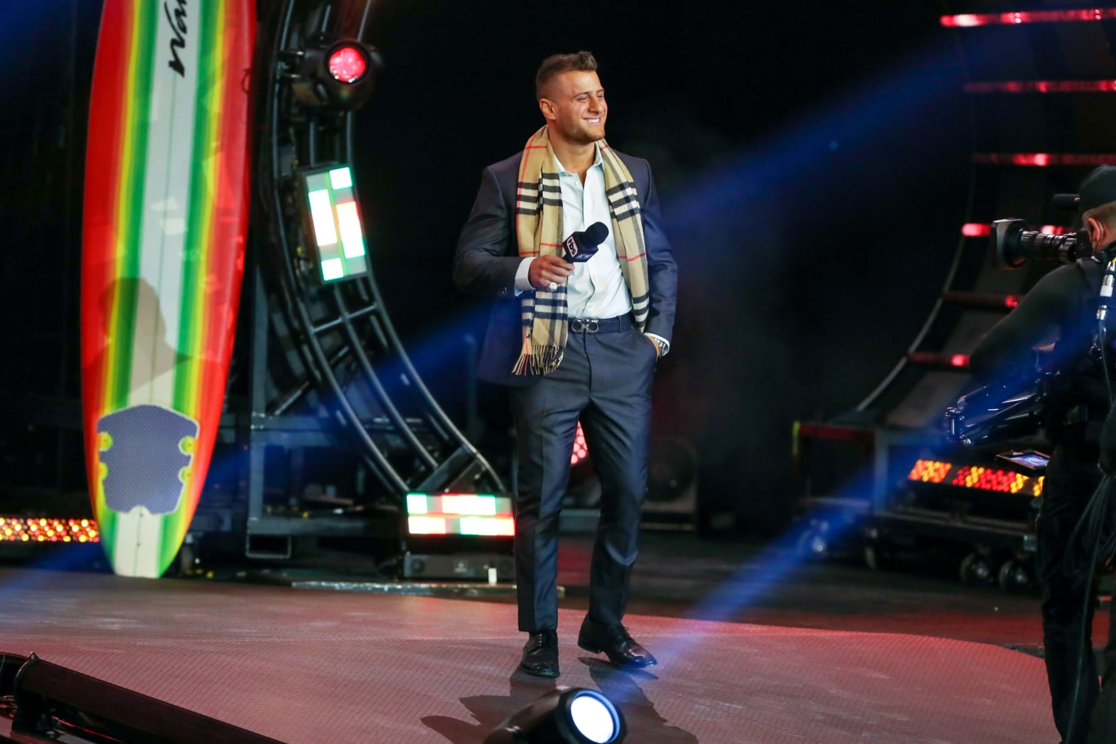 CLEVELAND, OH - JANUARY 26: MJF on the ramp during AEW Dynamite - Beach Break on January 26, 2022, at the Wolstein Center in Cleveland, OH. (Photo by Frank Jansky/Icon Sportswire via Getty Images) CLEVELAND, OH - JANUARY 26: MJF on the ramp during AEW Dynamite - Beach Break on January 26, 2022, at the Wolstein Center in Cleveland, OH. (Photo by Frank Jansky/Icon Sportswire via Getty Images)