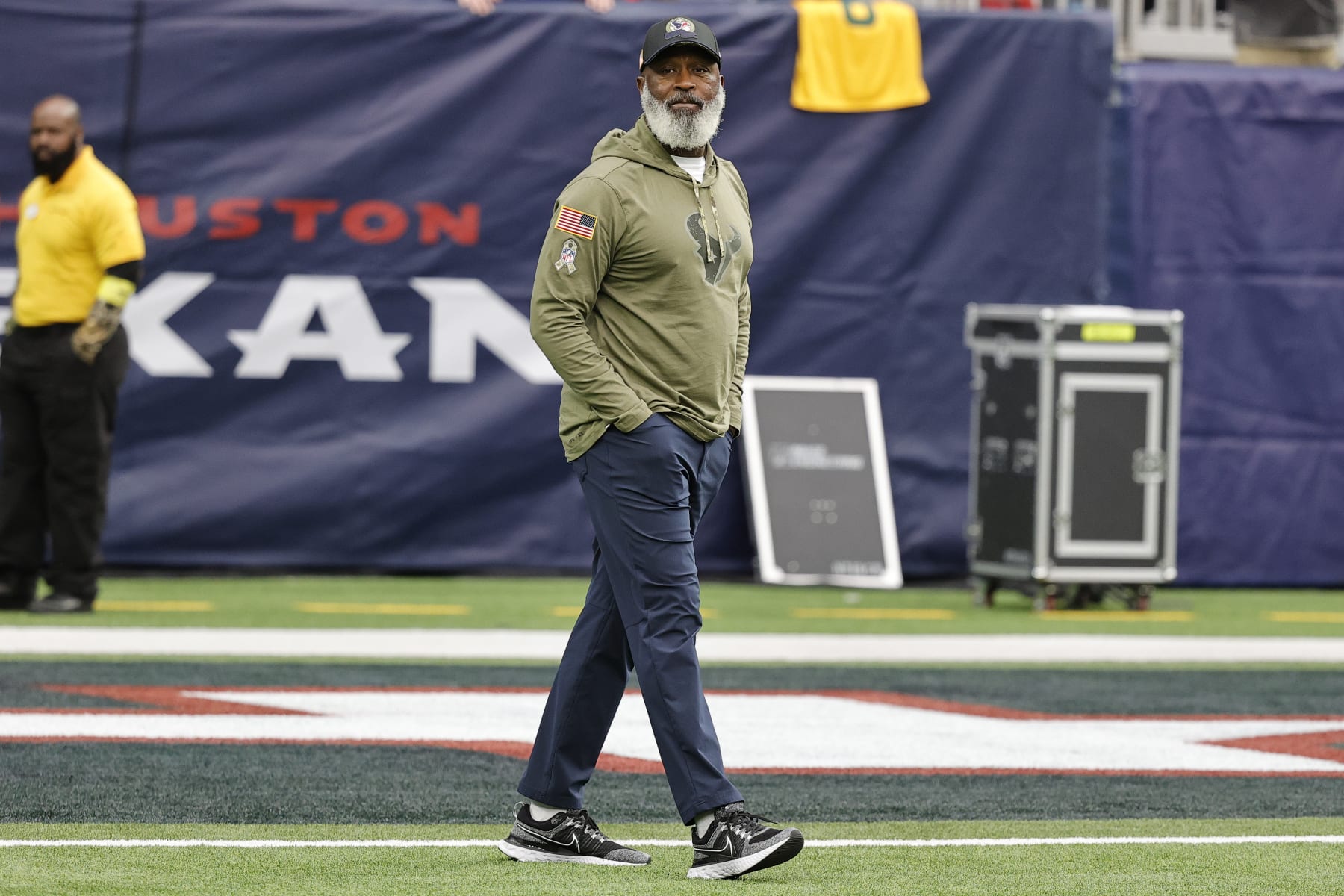 HOUSTON, TEXAS - NOVEMBER 20: Head coach Lovie Smith of the Houston Texans looks on prior to a game against the Washington Commanders at NRG Stadium on November 20, 2022 in Houston, Texas. (Photo by Bob Levey/Getty Images)