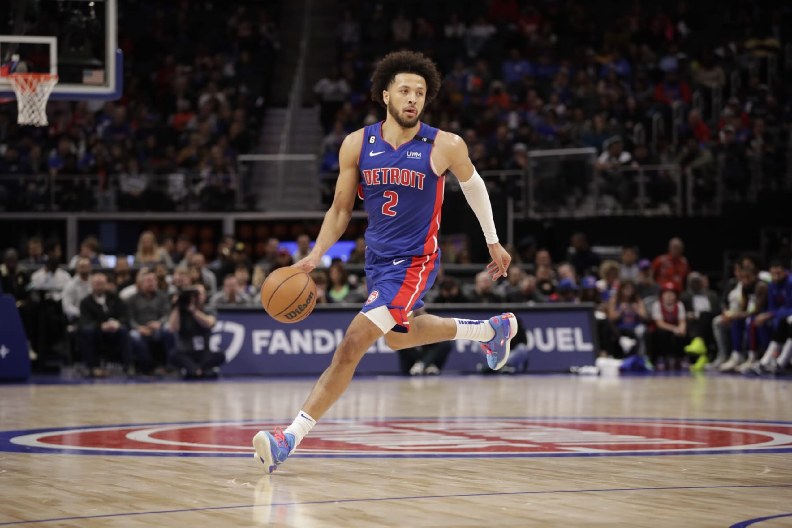 DETROIT, MI - NOVEMBER 7: Cade Cunningham #2 of the Detroit Pistons moves the ball against the Oklahoma City Thunder on November 7, 2022 at Little Caesars Arena in Detroit, Michigan. NOTE TO USER: User expressly acknowledges and agrees that, by downloading and/or using this photograph, User is consenting to the terms and conditions of the Getty Images License Agreement. Mandatory Copyright Notice: Copyright 2022 NBAE (Photo by Brian Sevald/NBAE via Getty Images) DETROIT, MI - NOVEMBER 7: Cade Cunningham #2 of the Detroit Pistons moves the ball against the Oklahoma City Thunder on November 7, 2022 at Little Caesars Arena in Detroit, Michigan. NOTE TO USER: User expressly acknowledges and agrees that, by downloading and/or using this photograph, User is consenting to the terms and conditions of the Getty Images License Agreement. Mandatory Copyright Notice: Copyright 2022 NBAE (Photo by Brian Sevald/NBAE via Getty Images)
